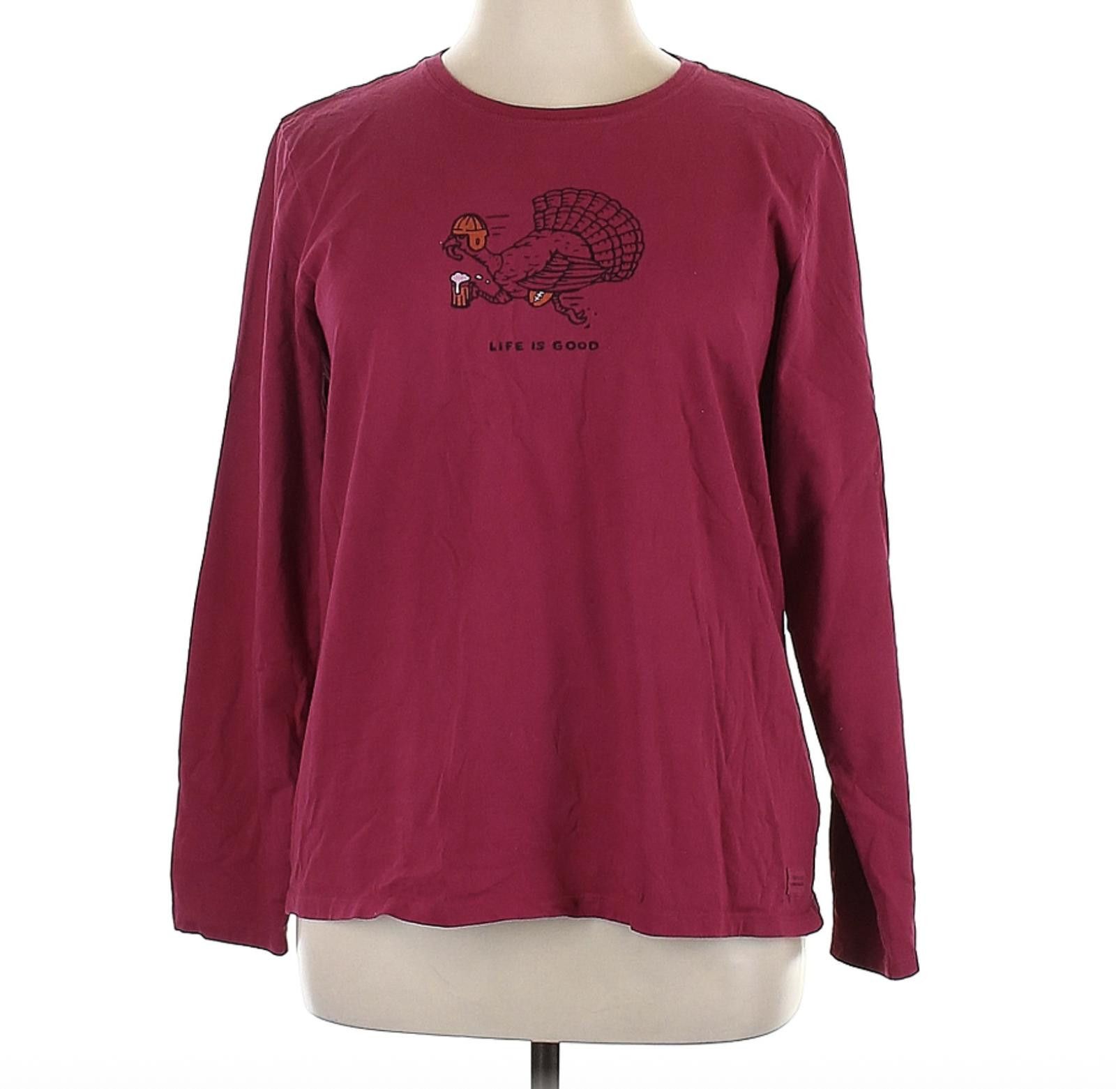 Life is Good Life Is Good Burgundy Long Sleeve Turkey T-Shirt, Size XL Size ONE SIZE - 1 Thumbnail