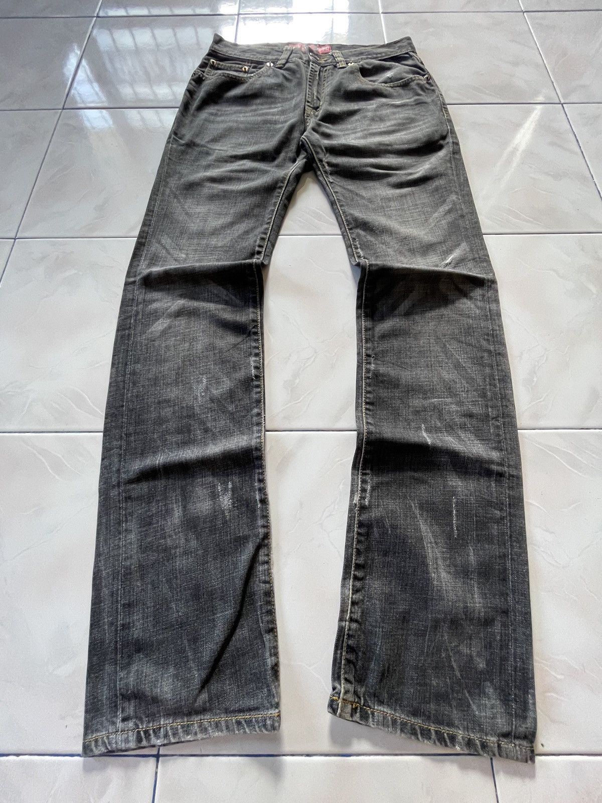 Japanese Brand × LOWBOX × Oni Oniarai Japan Embroidered Oni Japanese Folklore Denim Jeans Size US 30 / EU 46 - 2 Thumbnail