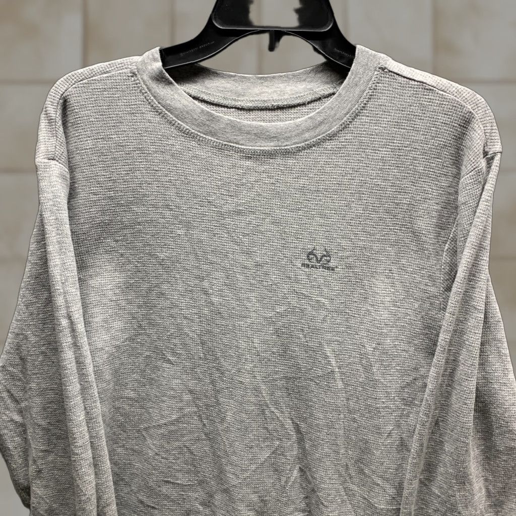 Realtree Realtree Shirt Womens L Gray Thermal Waffle Cotton Polyester Base Layer 90s Casual Crew Neck Long Sleeve Size L / US 10 / IT 46 - 1 Thumbnail