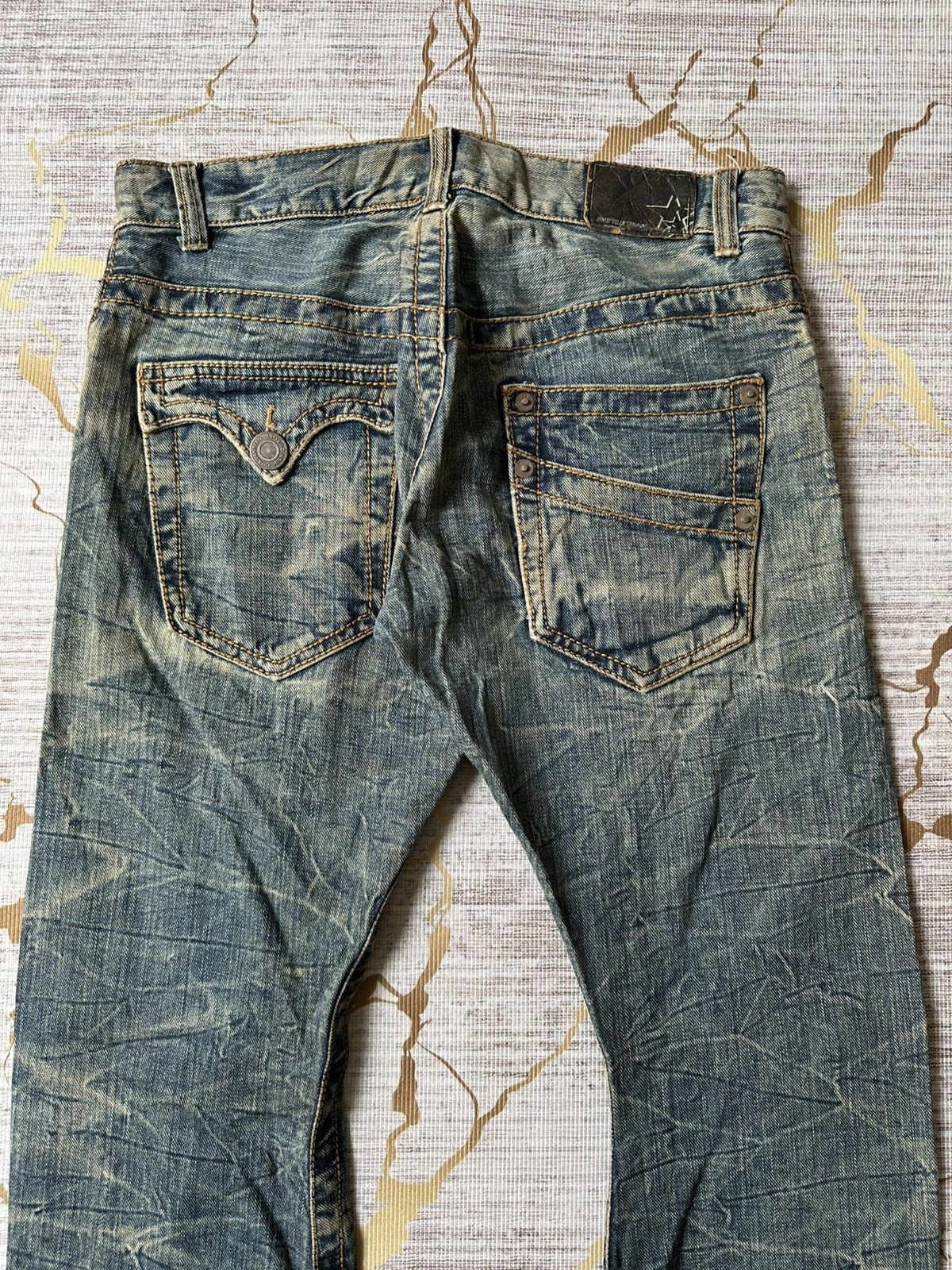 Japanese Brand FLARE Rattle Trap Claw Marks Distressed Curve Leg Denim Size US 32 / EU 48 - 12 Thumbnail