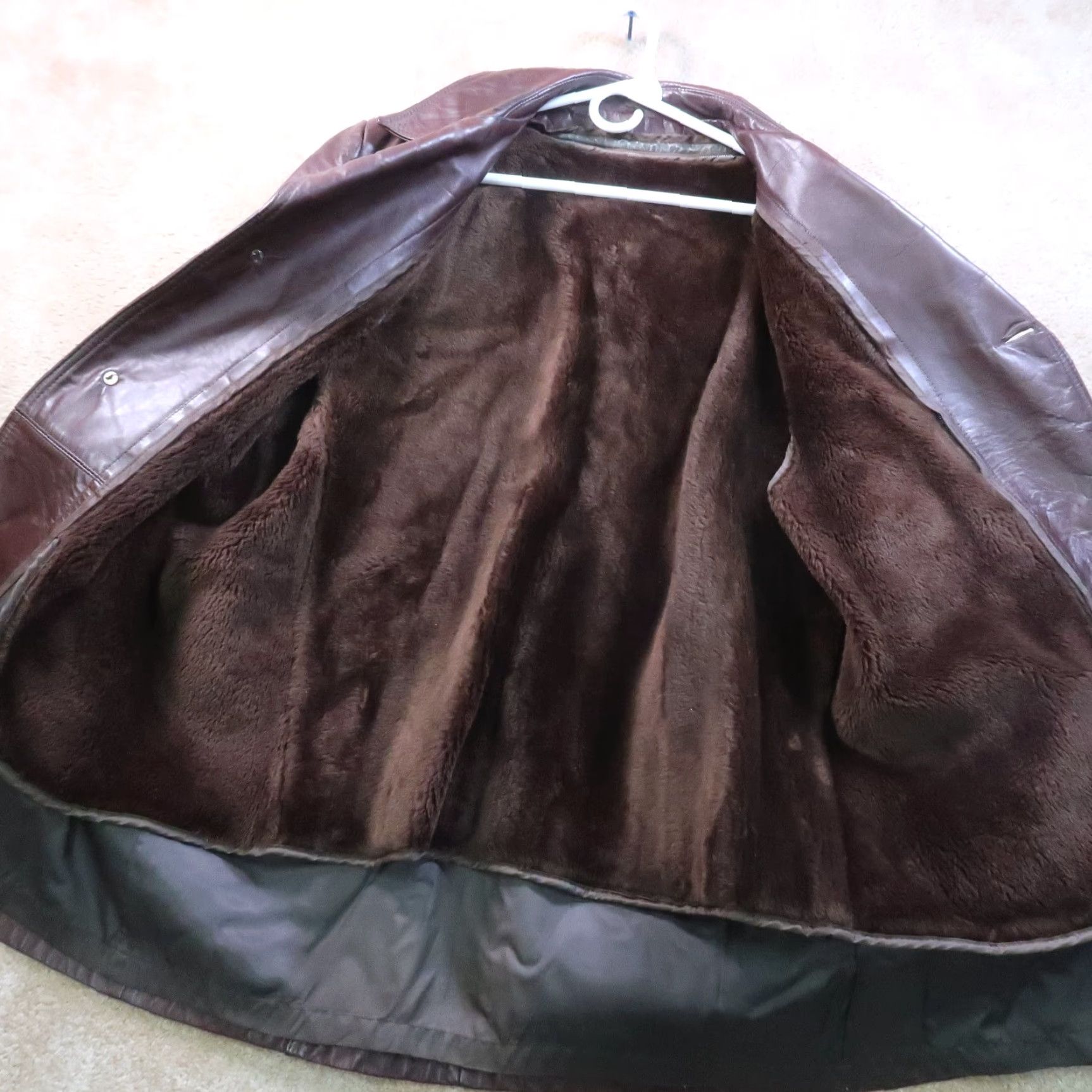 Vintage VINTAGE Field & Stream Leather Coat Jacket Men's 44 Brown Overcoat Mid-Length Zip Button Lined Polyester 90s Classic Mens Size US S / EU 44-46 / 1 - 2 Thumbnail