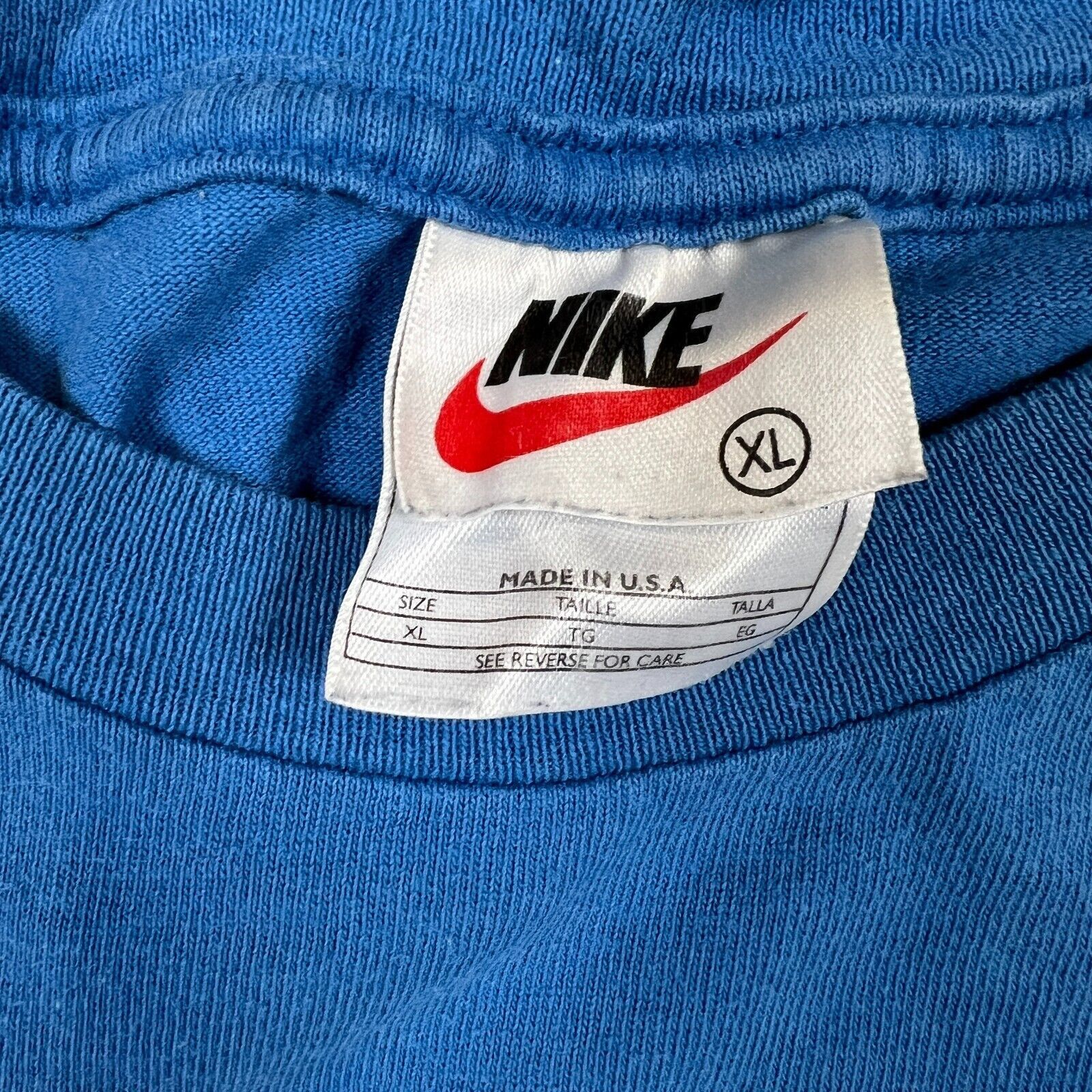 Nike × Vintage VTG 90s Nike T Shirt XL Big Center Swoosh Short Sleeve Tee Size US XL / EU 56 / 4 - 5 Thumbnail