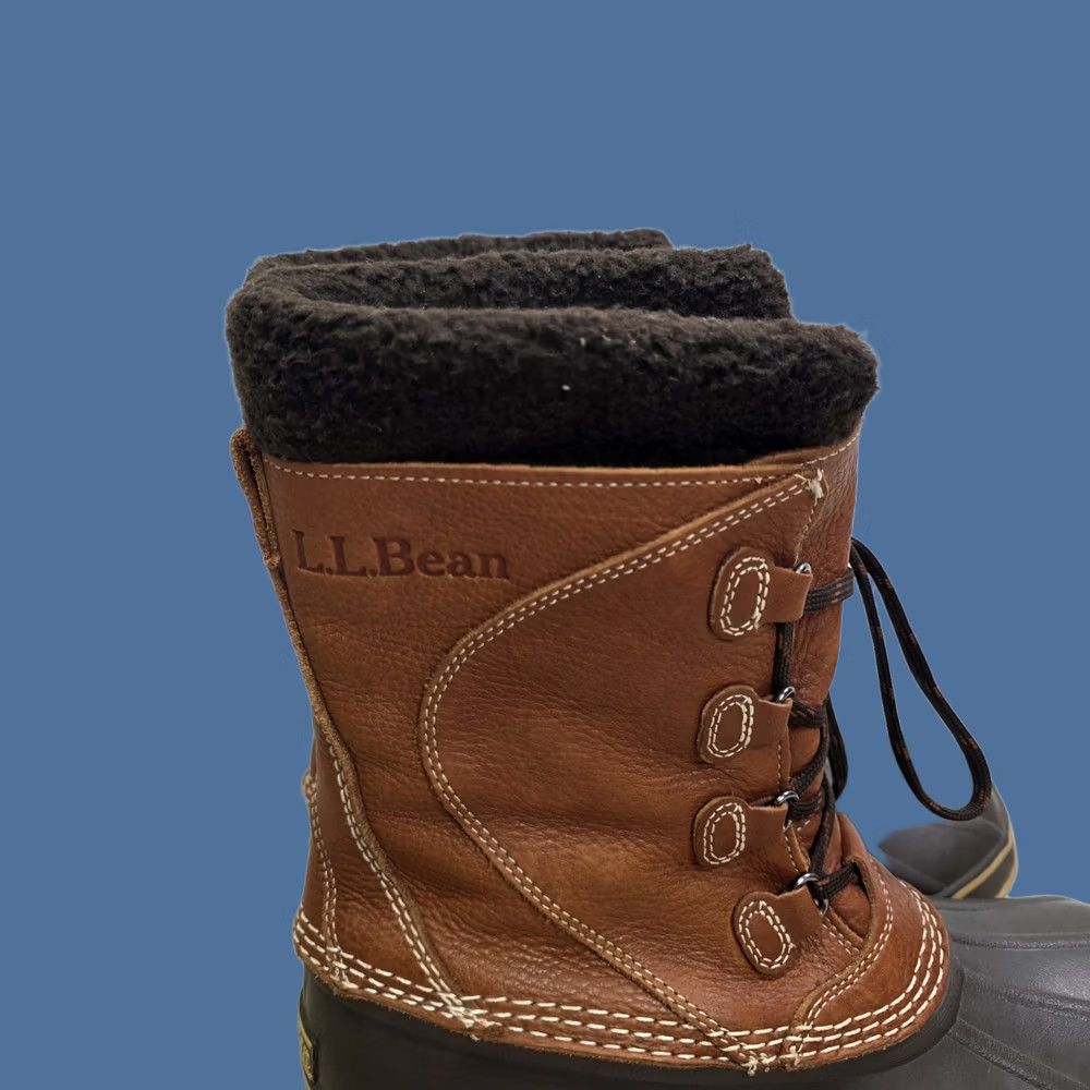 Vintage L.L. Bean Original Tumbled Leather Removable Felt Liner Tall Duck Boots Womens 9 Brown Leather Water Resistant Insulated Lined Lace Up Boots Womens 9 Size US 9 / IT 39 - 1 Thumbnail