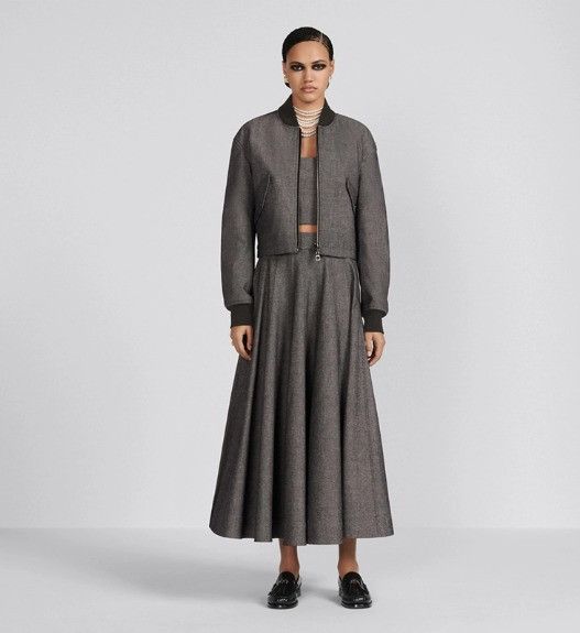 Dior o1w1db10225 Mid-Length Flared Skirt in Gray Size 28" / US 6 / IT 42 - 4 Thumbnail