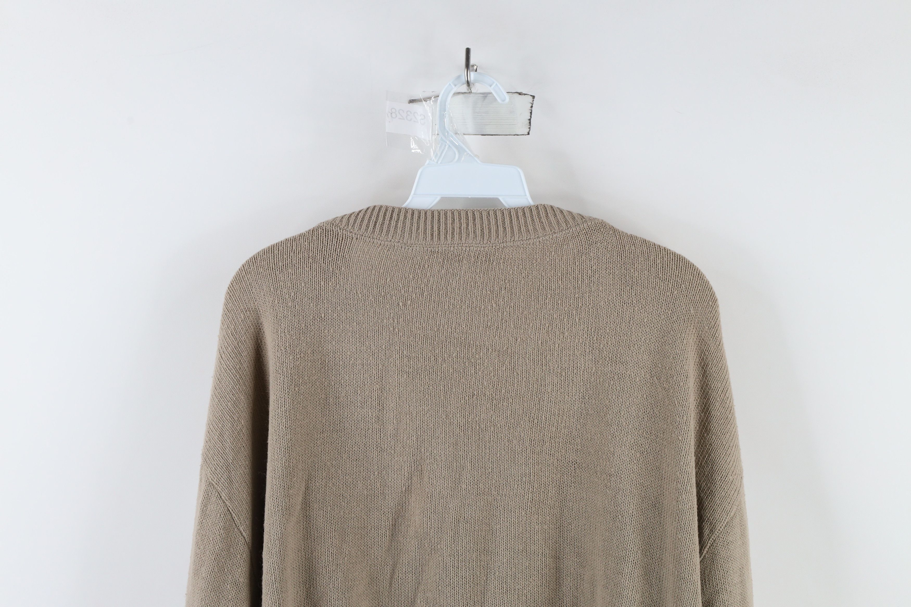 Vintage Vintage 90s Streetwear Blank Knit V-Neck Sweater Beige Size US XXL / EU 58 / 5 - 8 Thumbnail