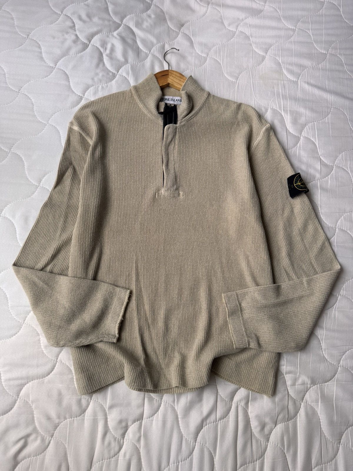 VINTAGE EARLY y2k STONE ISLAND WAFFLE HALF ZIPPER
