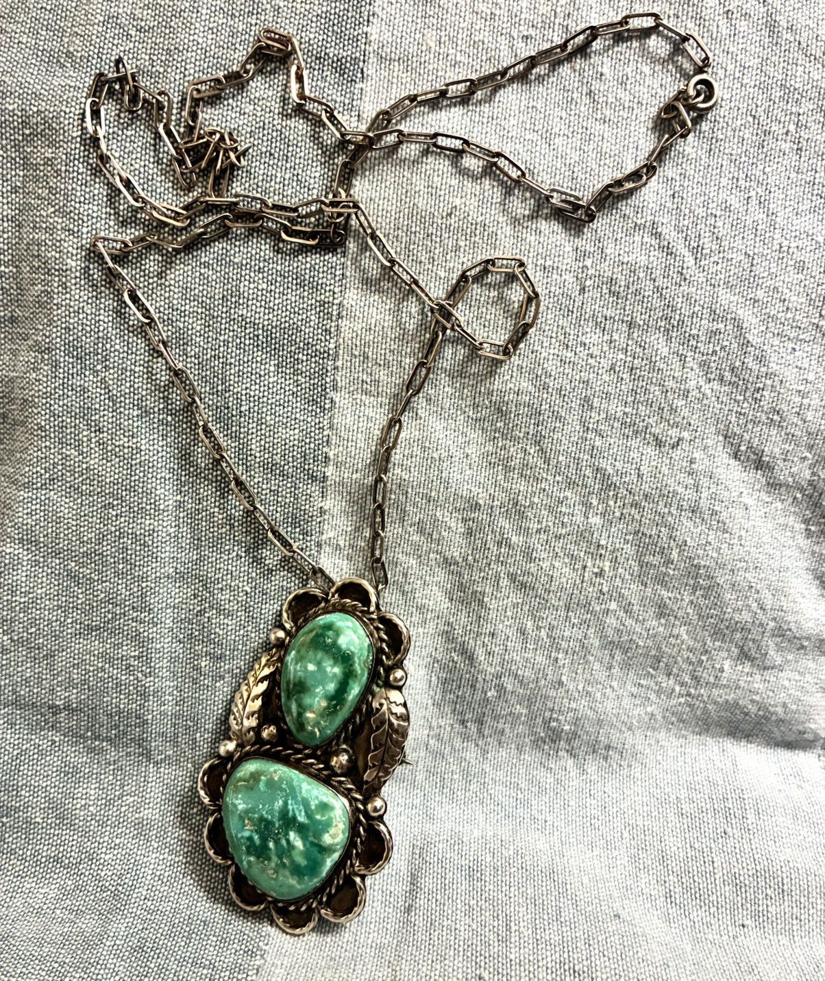 RRL Ralph Lauren STERLING SILVER/TURQUOISE NAVAJO WESTERN NECKLACE (3 in 1) Size ONE SIZE - 11 Thumbnail
