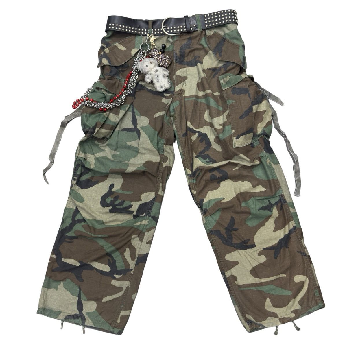 vintage original 107 camouflage bondage baggy cargo pants