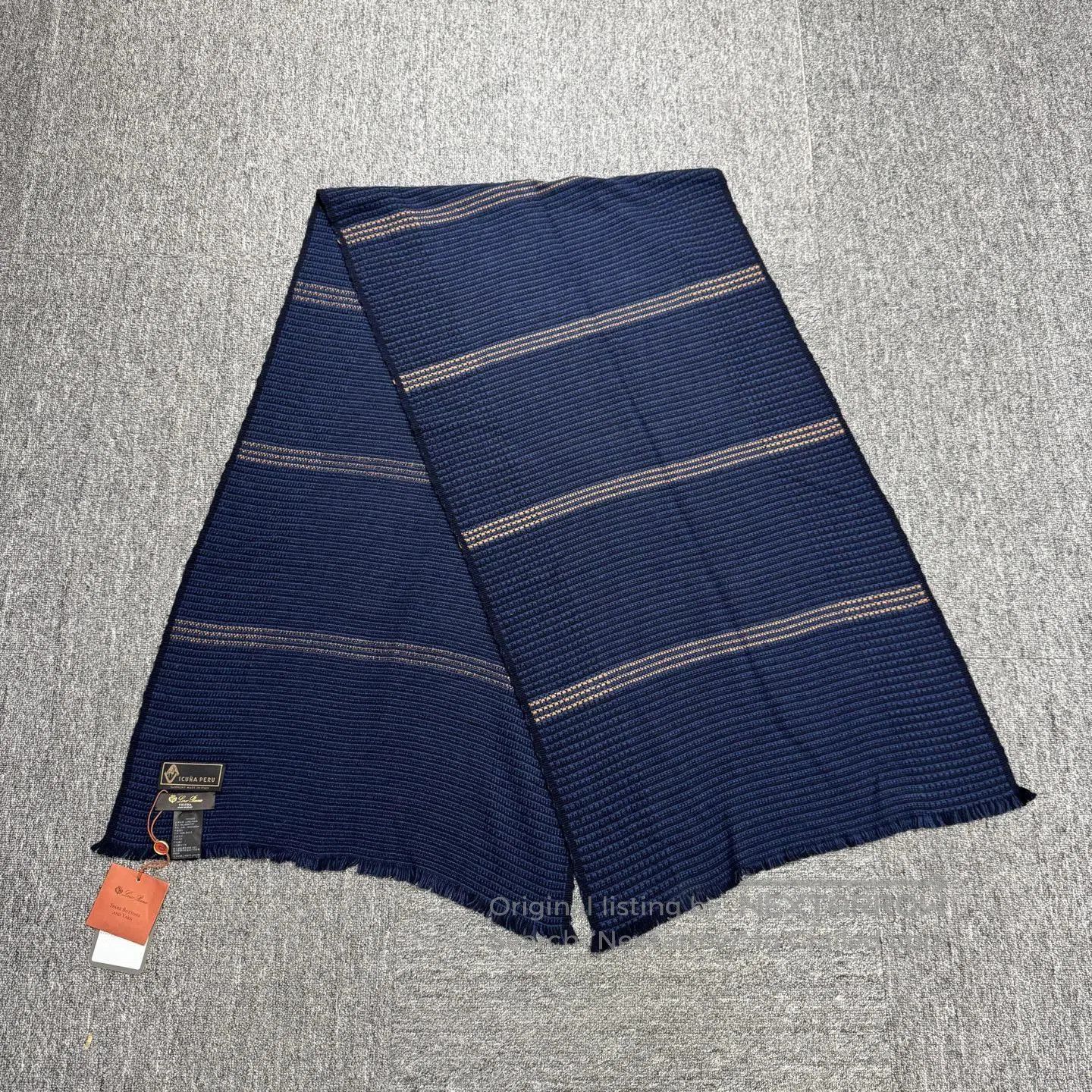 Loro Piana Blue Striped Knit Scarf with Fringe. Size ONE SIZE - 5 Thumbnail
