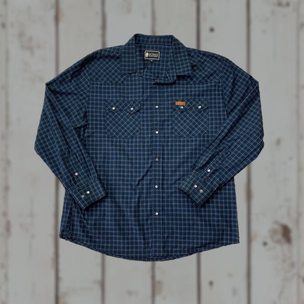Joe Browns Outback Trading Co Shirt Mens 2XL Blue Plaid Pearl Snap Logan  Performance Button-Up Long Sleeve Casual Travel Cowboys Western Mens |  Grailed