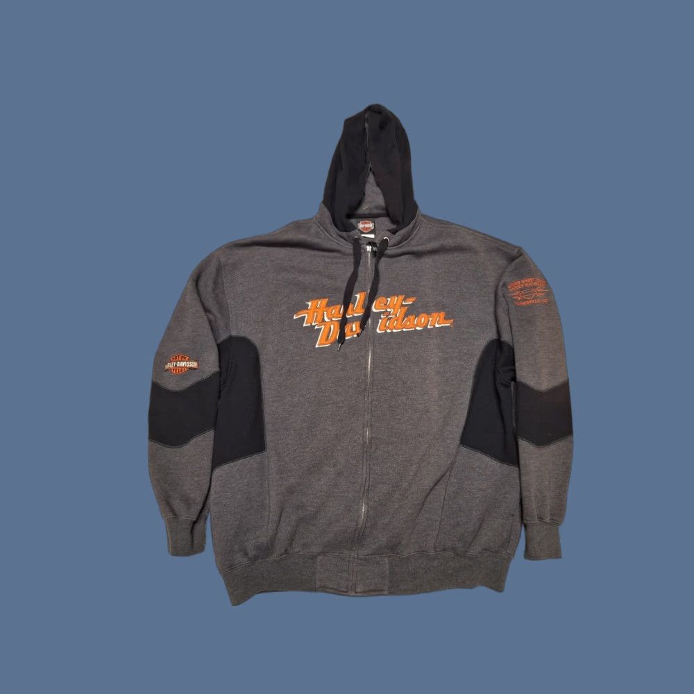 Harley Davidson VINTAGE Harley-Davidson Hoodie Pullover Two Tone Black XL Men Embroidered Pocket Hooded Zipper Size US XL / EU 56 / 4 - 1 Thumbnail