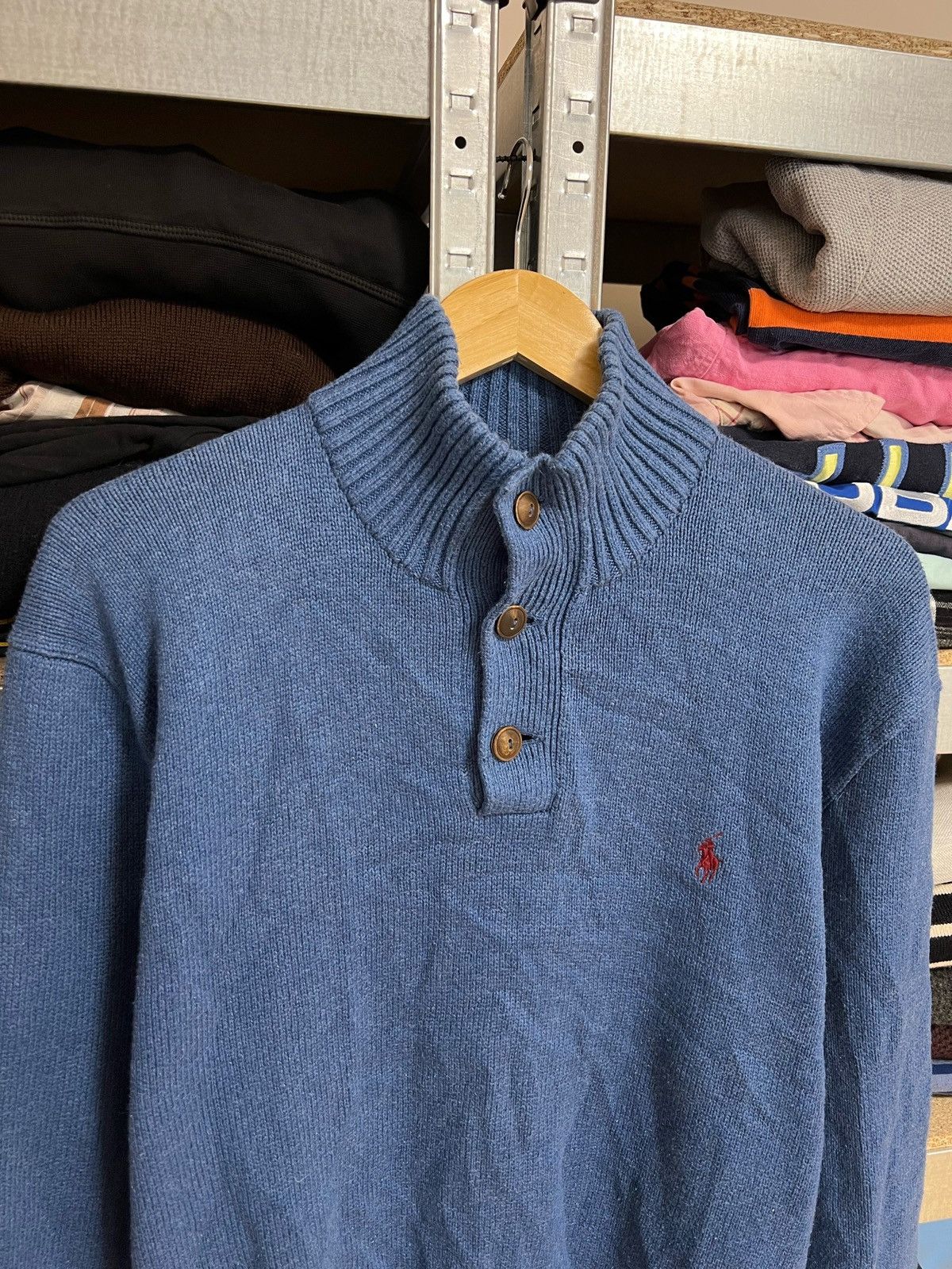 Polo Ralph Lauren × Ralph Lauren × Vintage Vintage Polo Ralph Lauren Button Neck Knitted Sweater Mens L Size US L / EU 52-54 / 3 - 2 Thumbnail