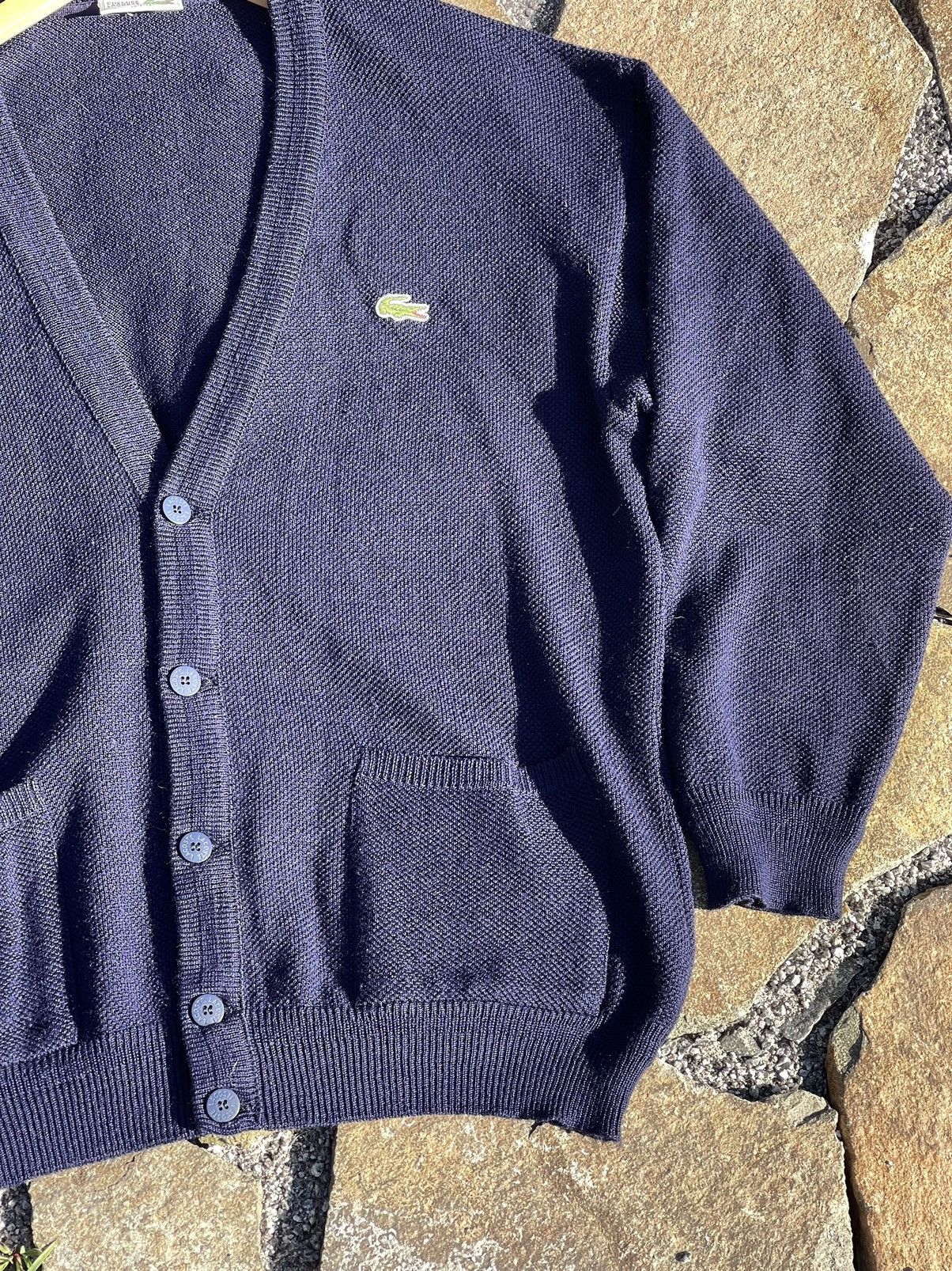 Lacoste 90’s Lacoste logo wool navy cardigan made in France vintage Size US XL / EU 56 / 4 - 6 Thumbnail