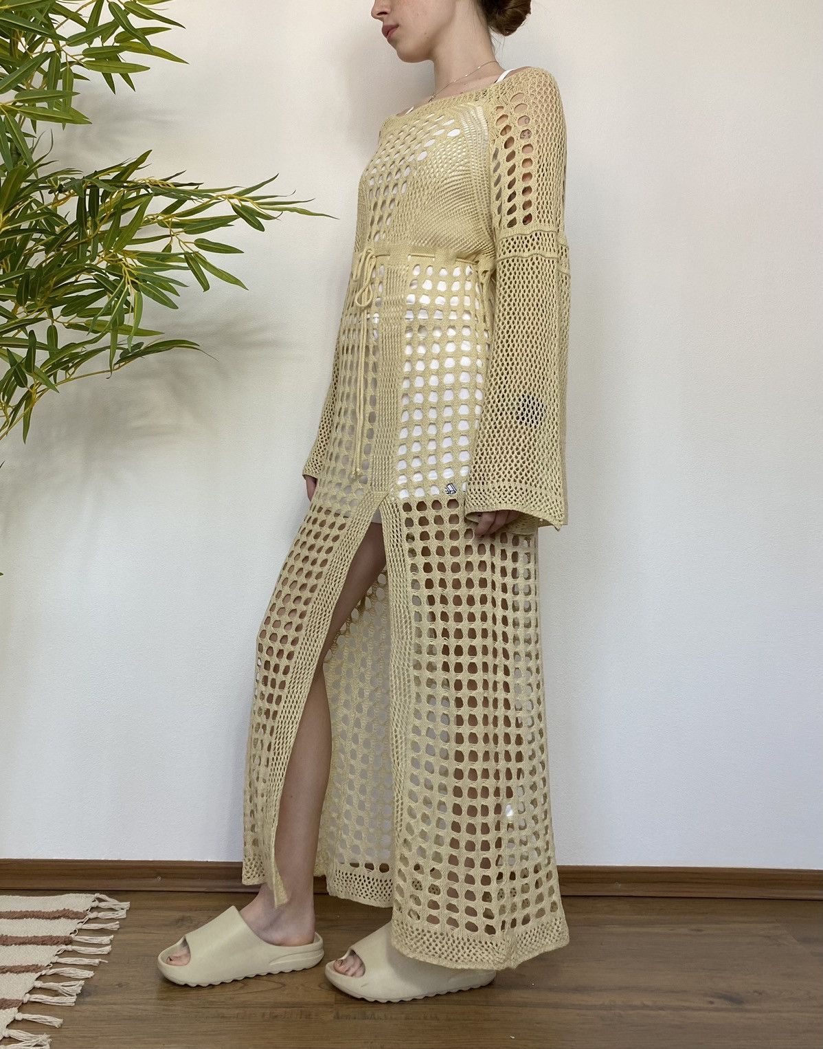 Vintage ISSEY MIYAKE STYLE MESH BEIGE BEACH DRESS Size M / US 6-8 / IT 42-44 - 1 Thumbnail