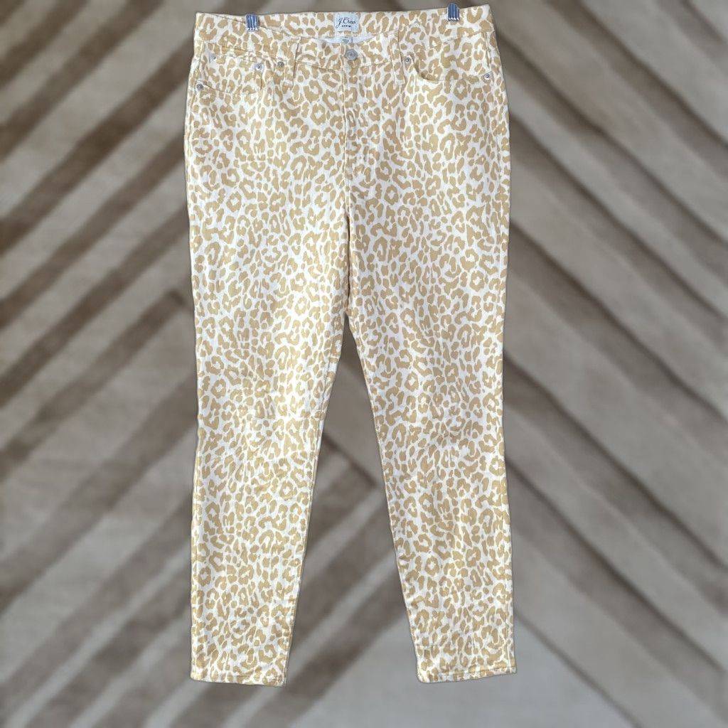 J.Crew J.Crew Jeans Cream Brown Leopard High Rise Toothpick Stretch 31 Womens Slim Skinny Denim 5-Pocket Blended Cotton Spandex Pattern Animal Print Size 24" / US 00 / IT 34 - 1 Thumbnail