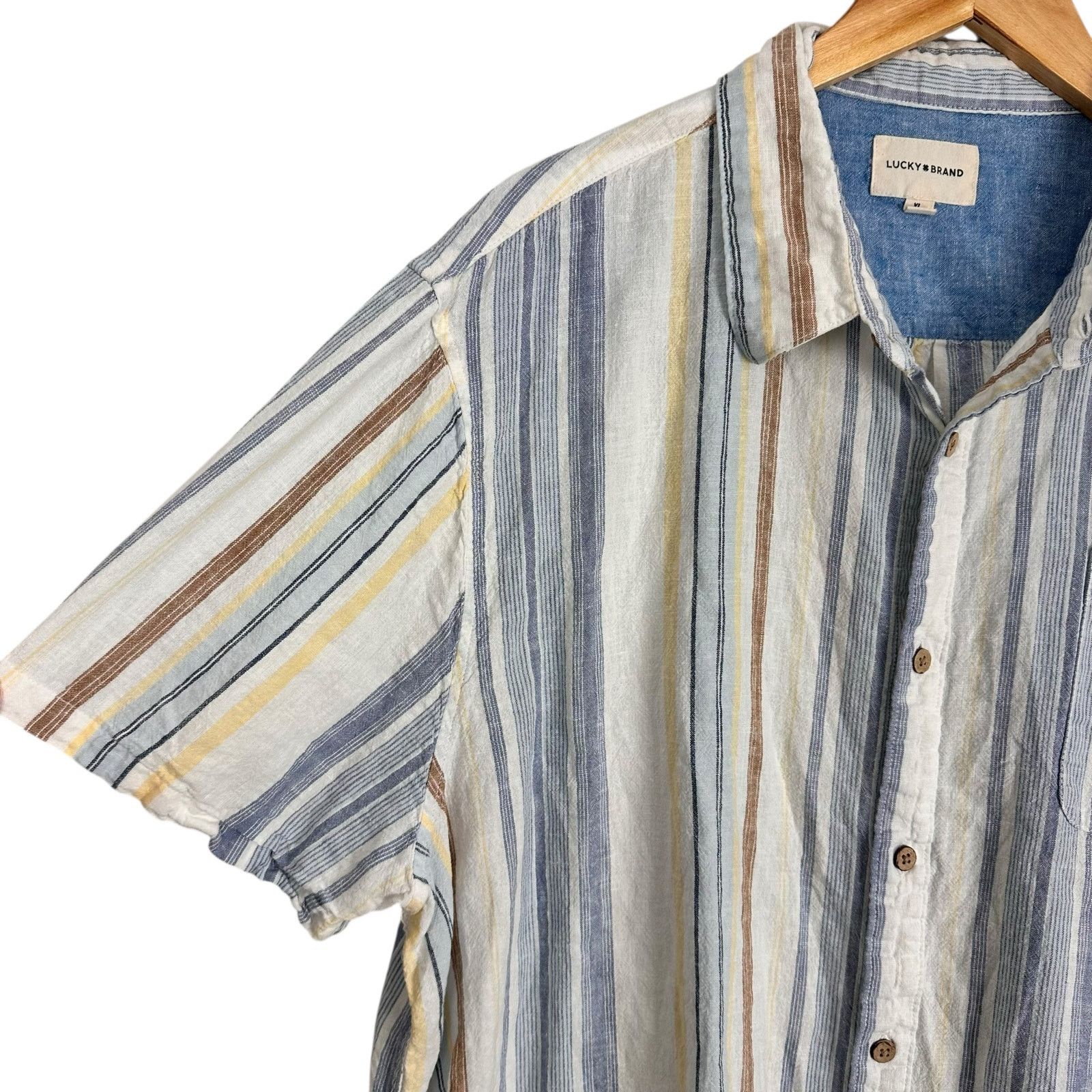 Lucky Brand Lucky Brand Linen Short Sleeve San Gabriel Blue Stripe Sz XL Size US XL / EU 56 / 4 - 4 Thumbnail