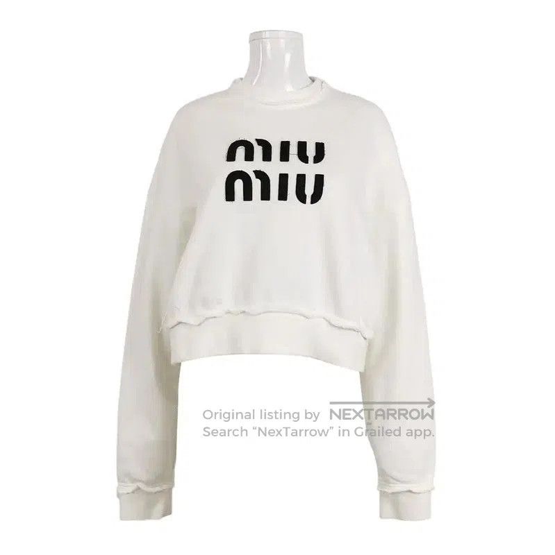 Miu Miu Miu Miu White Cotton Logo Sweatshirt for Women . Size XS / US 0-2 / IT 36-38 - 1 Thumbnail