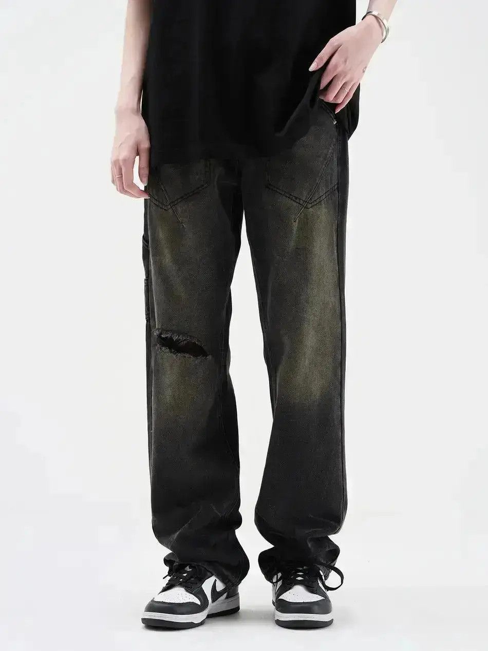 Japanese Brand Loose casual versatile distressed jeans Size US 32 / EU 48 - 3 Thumbnail