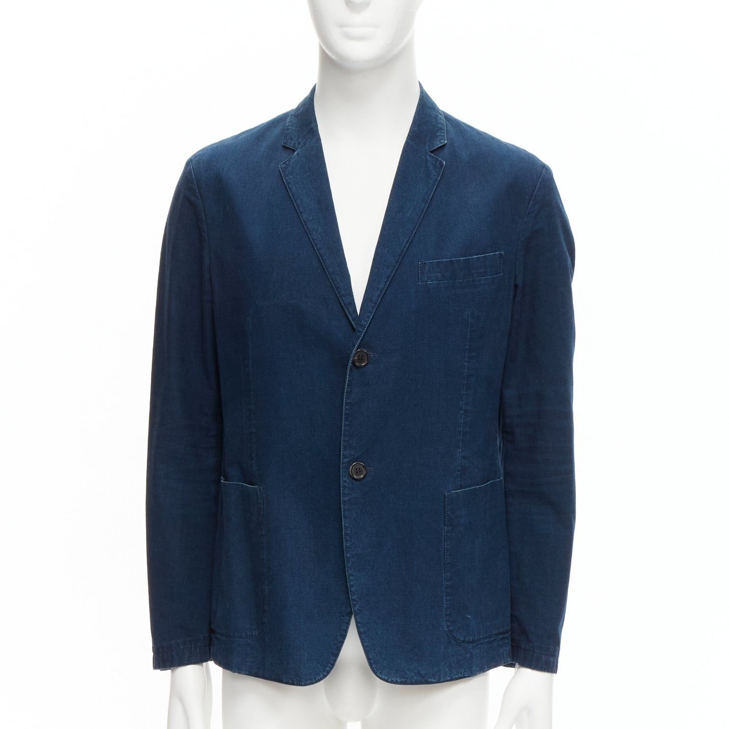 Prada PRADA 2013 dark blue cotton denim minimal single breast blazer jacket IT50 L Size 50R - 1 Thumbnail