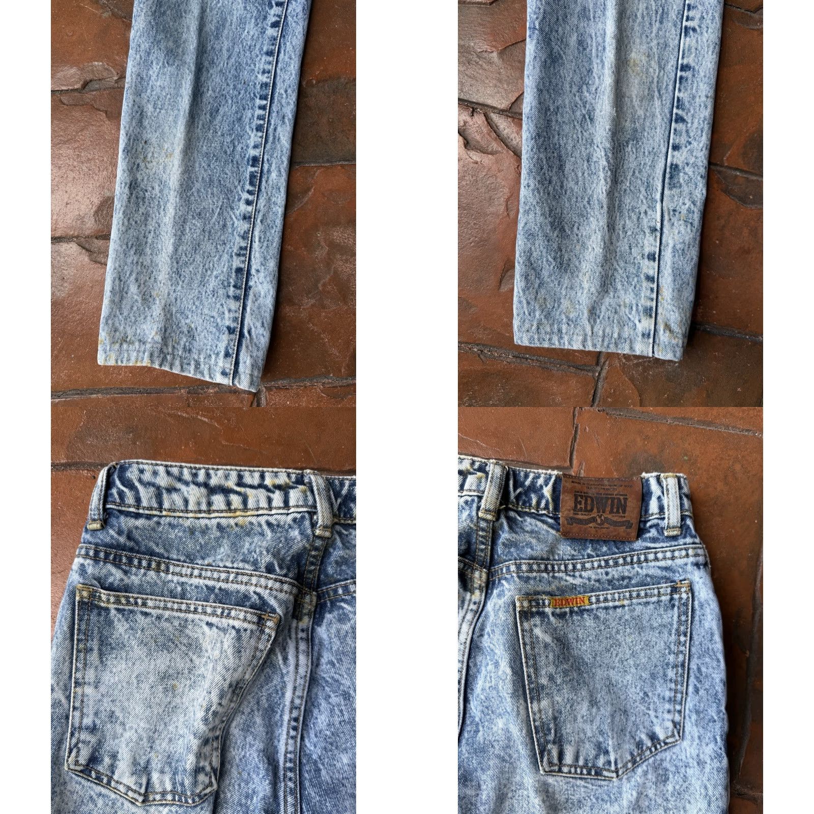 Edwin VINTAGE Edwin Denim Straight Jeans Women’s 24x26 Acid Wash Slim Blue 80s Size 42" / US 20 - 8 Thumbnail