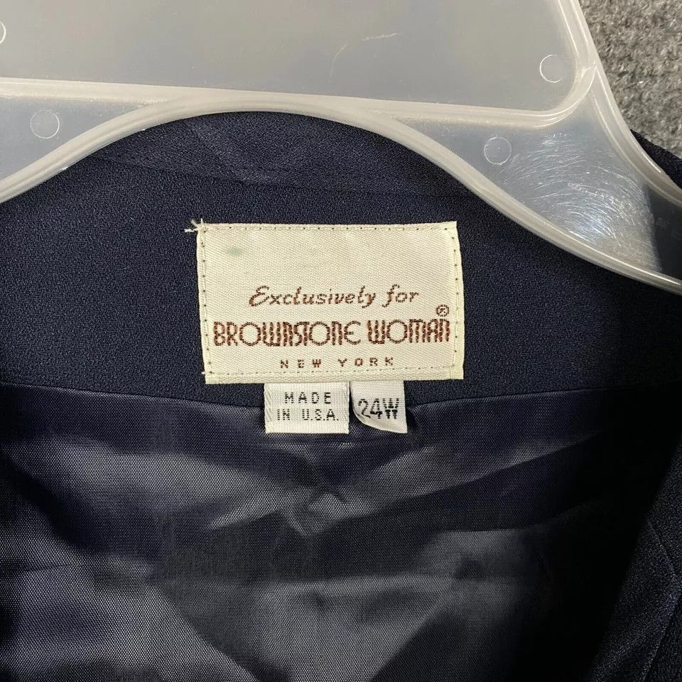 Vintage Vintage Brownstone Woman Blazer Jacket 24W Navy Blue ILGWU Size 4XL / US 24-26 - 4 Thumbnail
