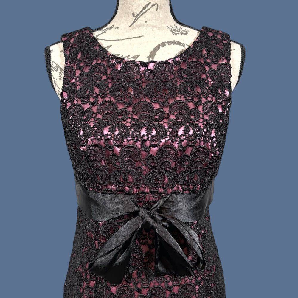 Vintage JS Collections Dress Empire Waist 6 Pink Lace Midi Dress Sheath Pencil Women Regular Gothic Halloween Grunge Fairy Witchy Sleeveless Party/Cocktail Size M / US 6-8 / IT 42-44 - 1 Thumbnail