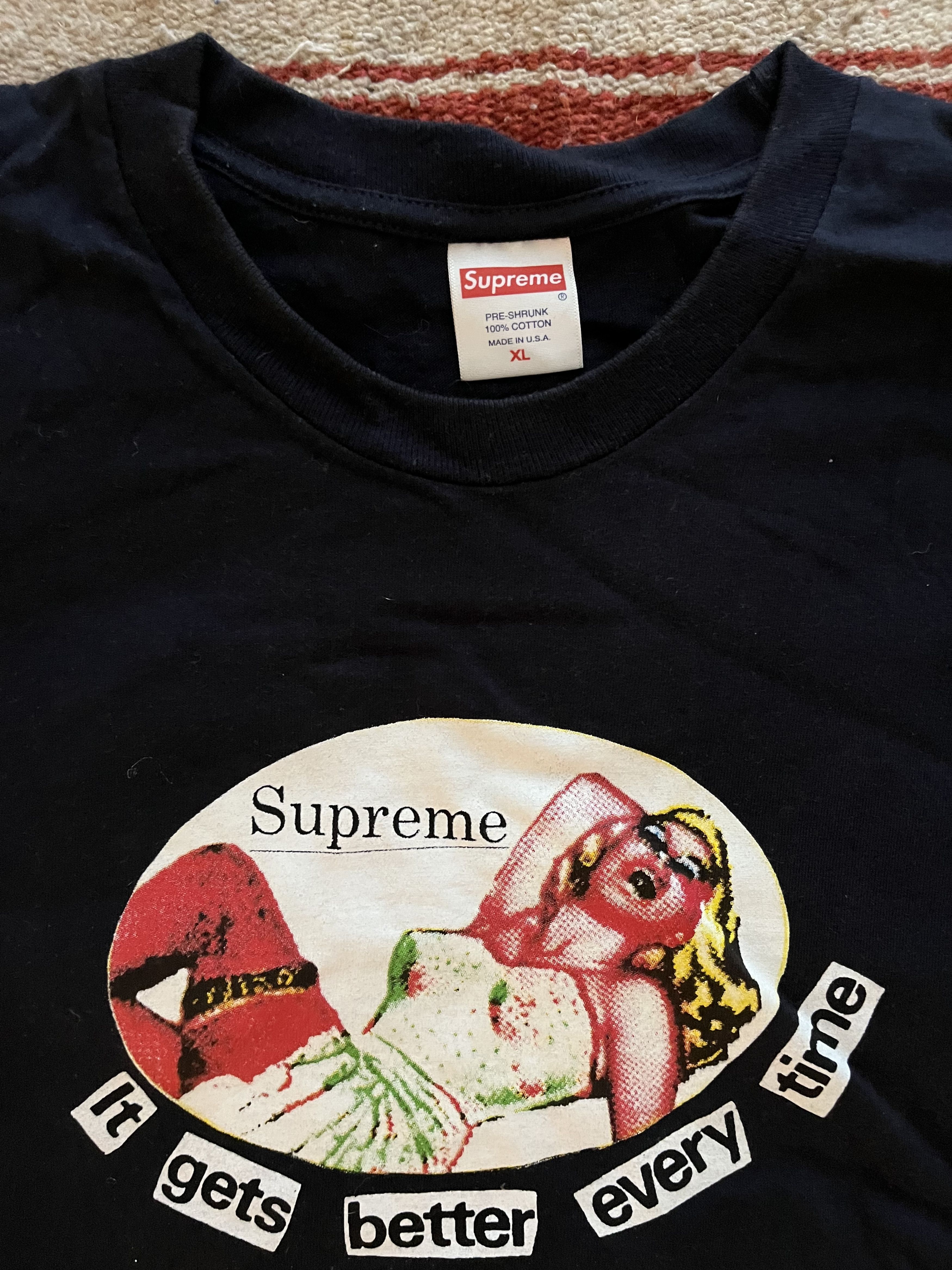 Supreme Supreme “It Gets Better Every Time” Tee (SS19) – Navy (XL) Size US XL / EU 56 / 4 - 2 Thumbnail