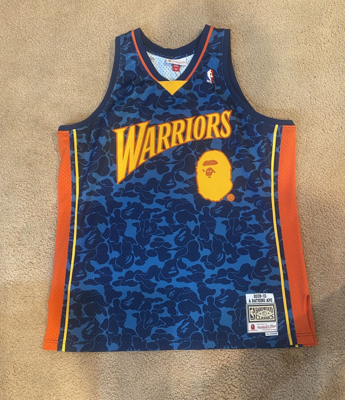 image of Bape Warriors Golden State Swingman Jersey in Blue, Men's (Size 2XL)