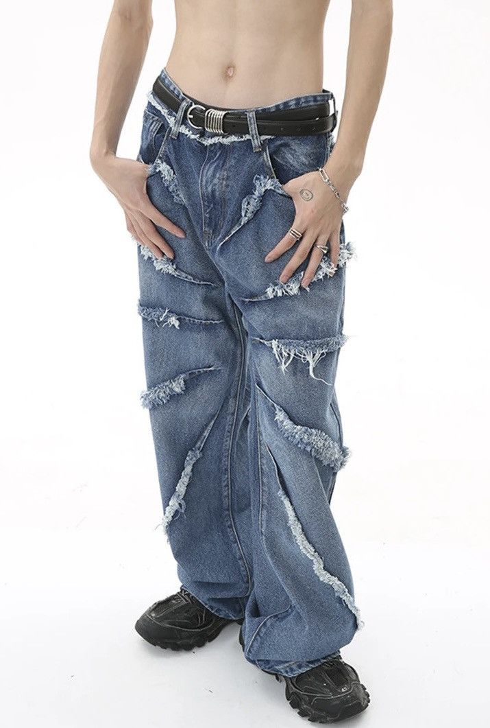 Japanese Brand × Jean Raw edge wide-leg jeans with retro design Size US 32 / EU 48 - 4 Thumbnail