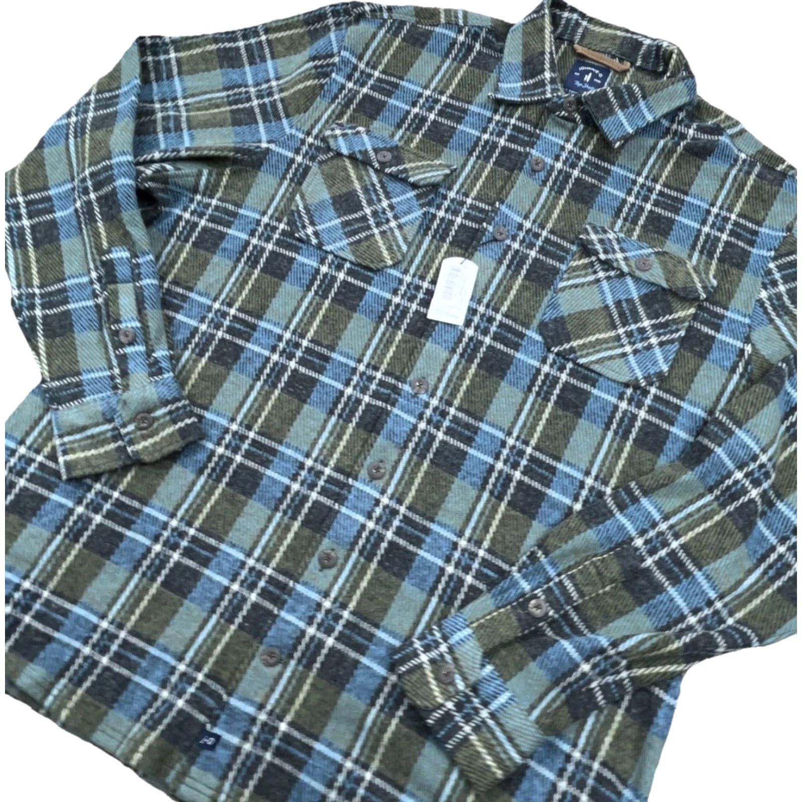 johnnie-O johnnie-O Shirt Jacket Shirt Men 2XL Green Plaid Flannel Heavy Shacket Zip Hoodie Pocket Casual Outdoor Modern Size US XXL / EU 58 / 5 - 3 Thumbnail
