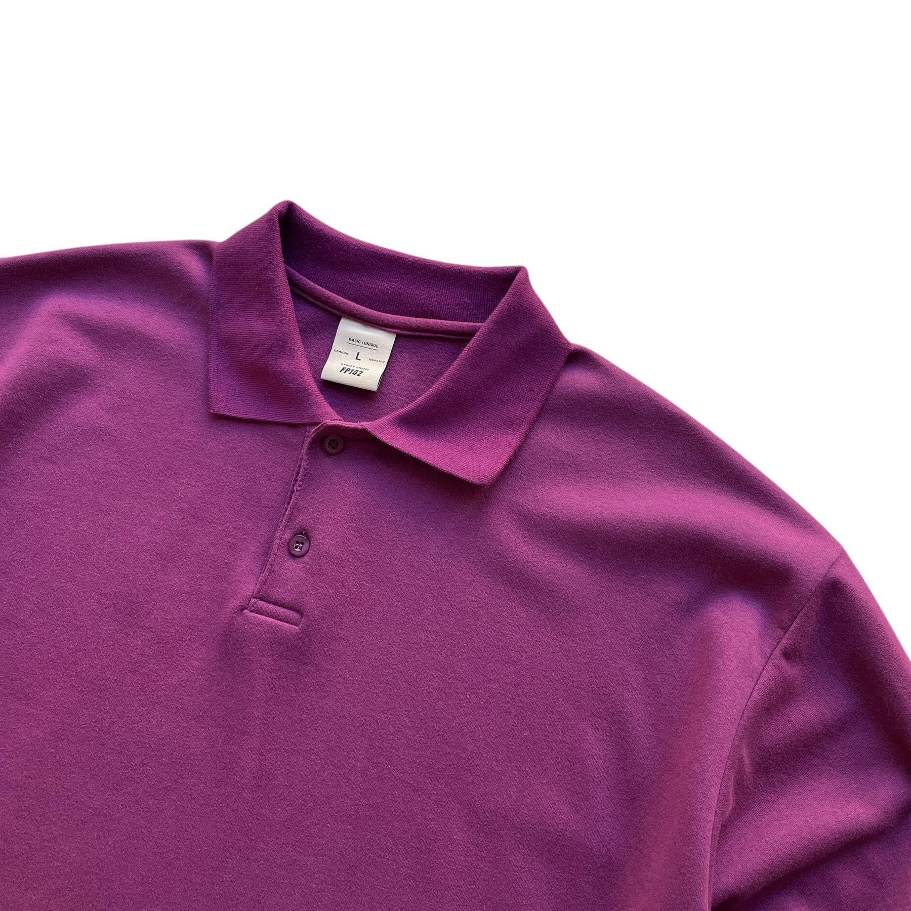Japanese Brand Premium oversized cotton polo collar longsleeve t-shirt Size US L / EU 52-54 / 3 - 6 Thumbnail