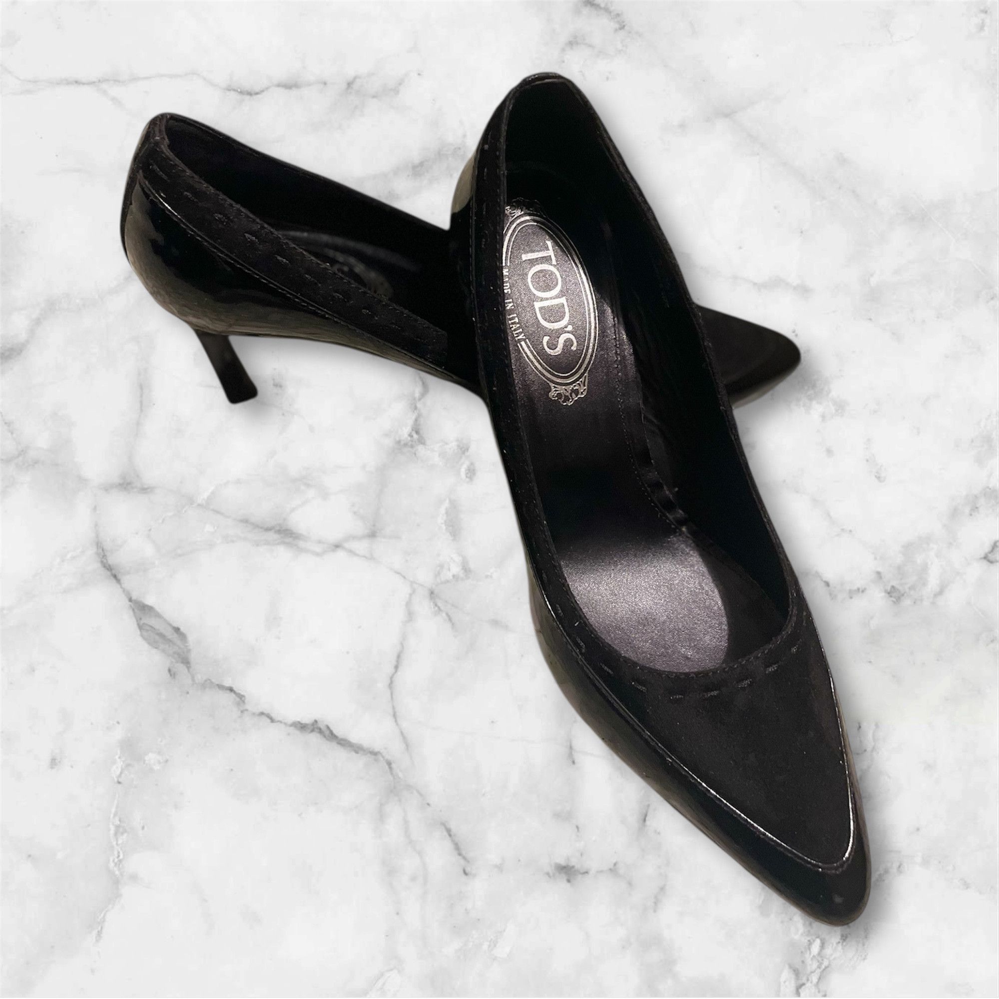 Tod's Tod’s vintage black leather & suede pumps Made in Italy Size US 7.5 / IT 37.5 - 1 Thumbnail