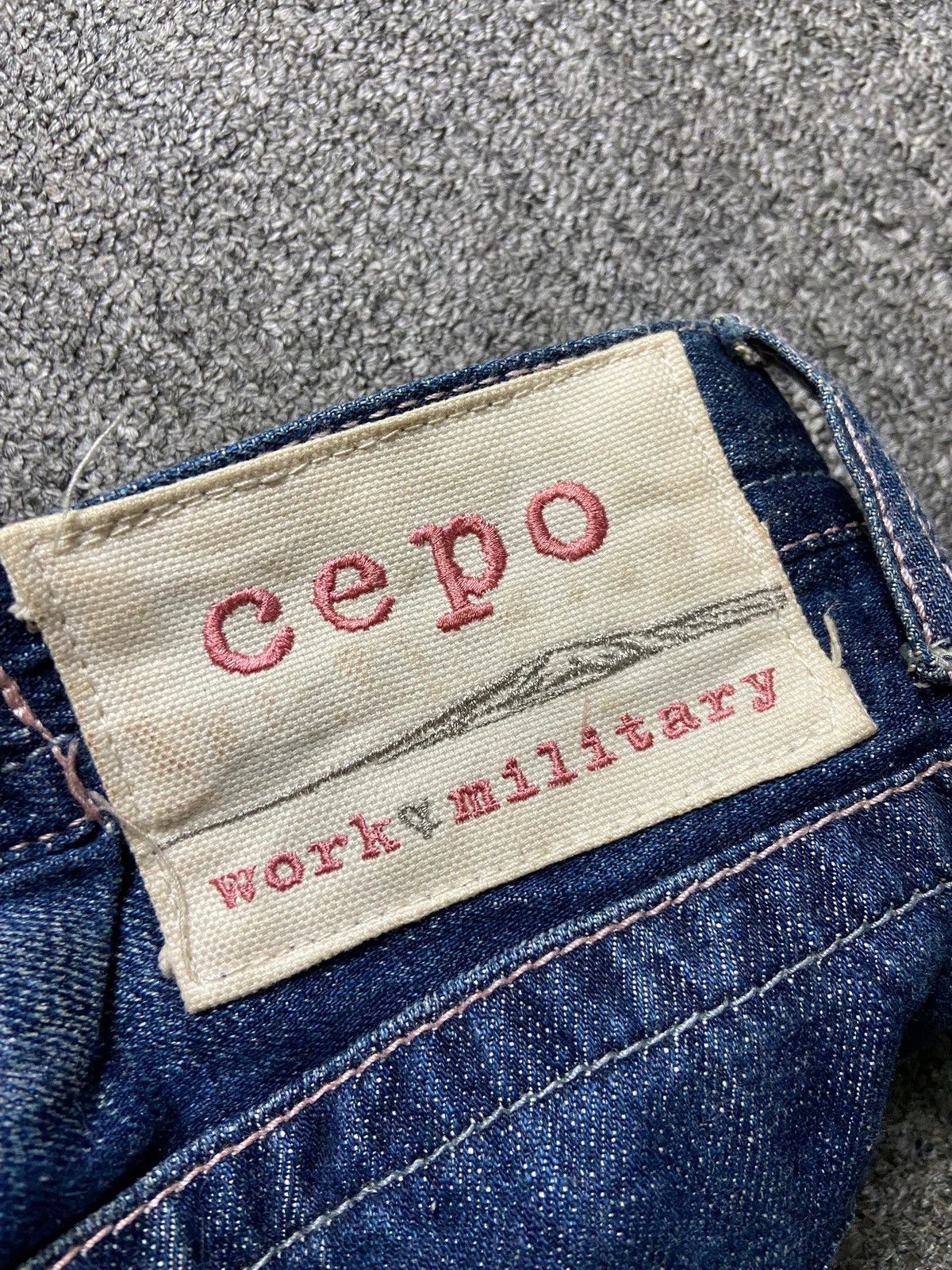 Japanese Brand CEPO Work & Military Distressed Ripped Jeans (158) Size US 32 / EU 48 - 3 Thumbnail