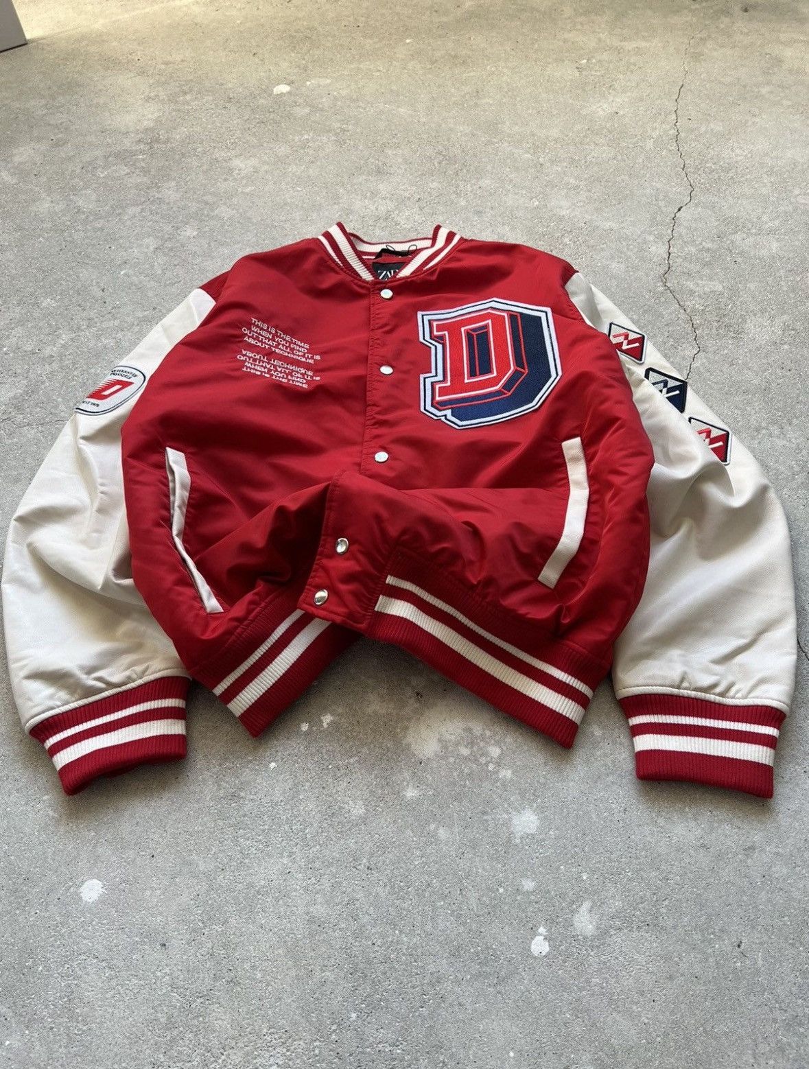 Rhude × Zara Zara leather red varsity jacket Size US L / EU 52-54 / 3 - 2 Thumbnail