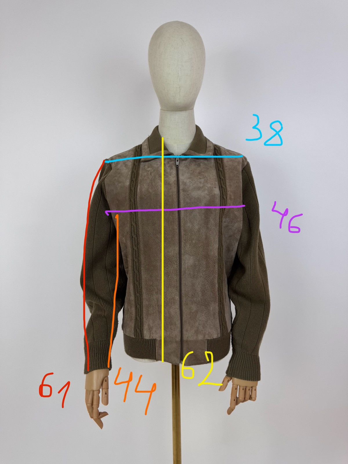 Vintage C&A Vintage Leather Cardigan Knit Retro Jacket Size 12 Size M / US 6-8 / IT 42-44 - 12 Thumbnail