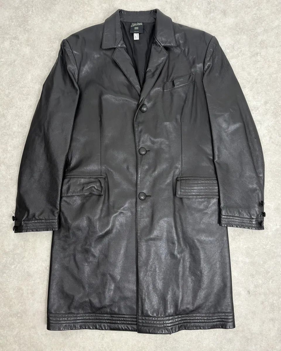 Jean Paul Gaultier 2000s Jean Paul Gaultier Black Premium Leather Long Coat Size US L / EU 52-54 / 3 - 1 Thumbnail