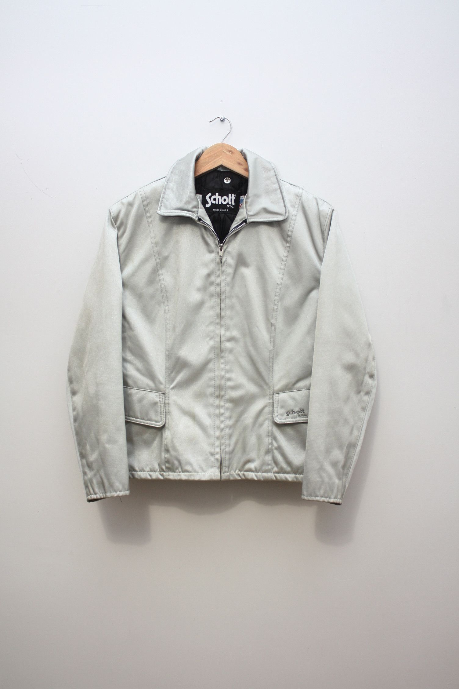 Schott Schott N.Y.C. Silver Nylon Women's Jacket Size M Made In USA Size M / US 6-8 / IT 42-44 - 4 Thumbnail