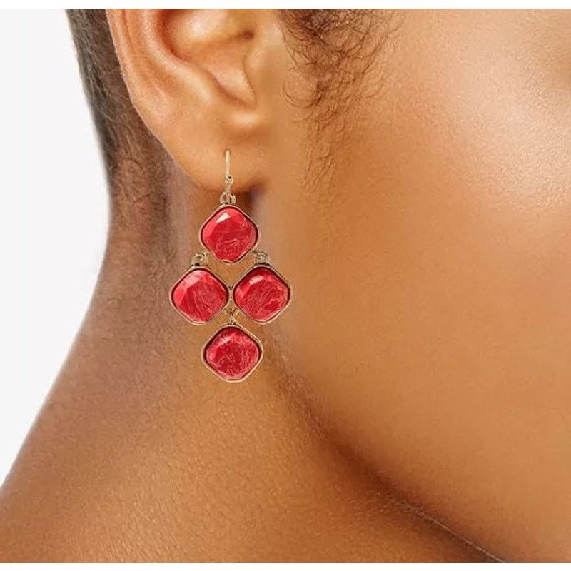 Other STYLE & CO Synthetic Red Turquoise Wire Drop Earrings| NWT Size ONE SIZE - 2 Thumbnail