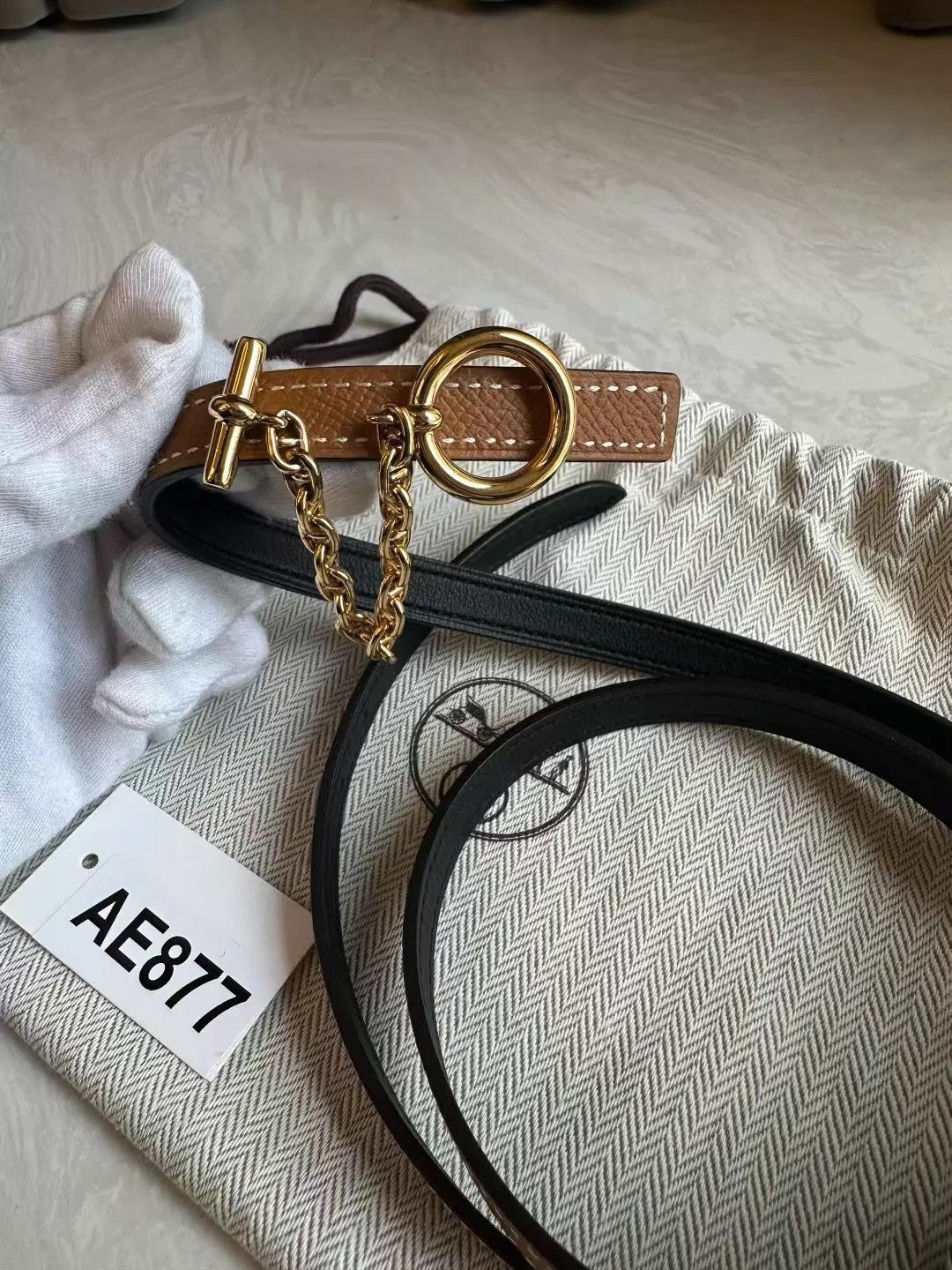 Hermes Hermès Women's Caramel Gold Buckle Belt Y Stamp 80cm Size ONE SIZE - 5 Thumbnail