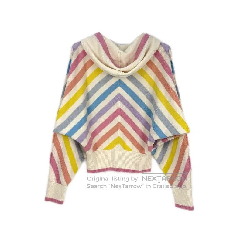 Chanel Chanel Beige rainbow striped gold chain logo cashmere knit Size M / US 6-8 / IT 42-44 - 2 Thumbnail