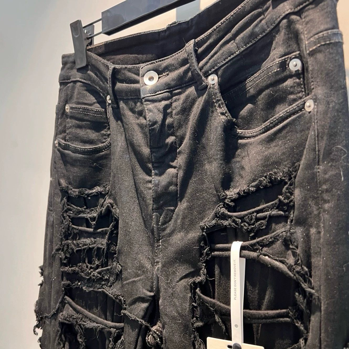Rick Owens Rick Owens Drkshdw Re-line Distressed Waxed Ripped Jeans Size US 29 - 3 Thumbnail