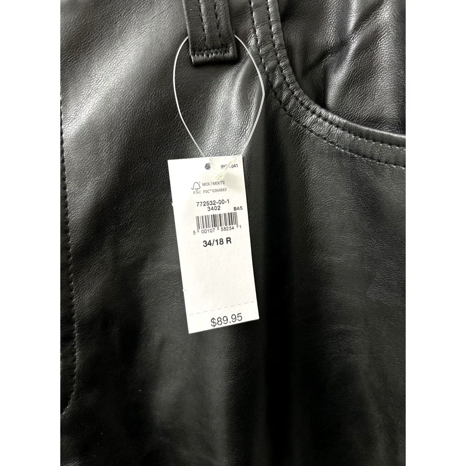 Gap GAP Leather Pants Womens 38x27 Black High Rise Cheeky Straight NWT MSRP 90 Fashion Dress Pants Women's Regular Stone Cold Faux Leather NWT Size 26" / US 2 / IT 38 - 5 Thumbnail