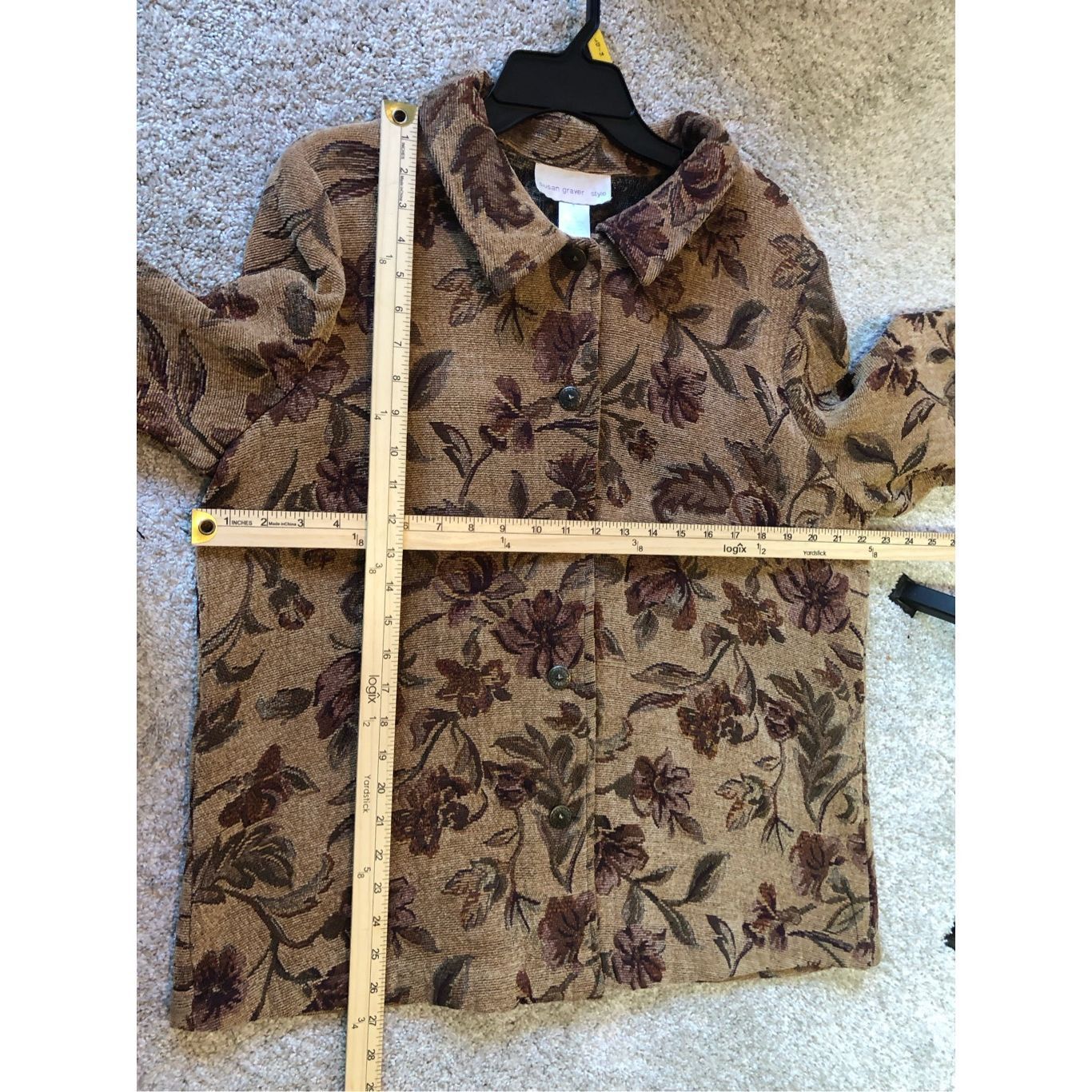 Other Susan Graver Style Women’s Tan and Purple Floral Pattern Tap Size XL / US 12-14 / IT 48-50 - 7 Thumbnail