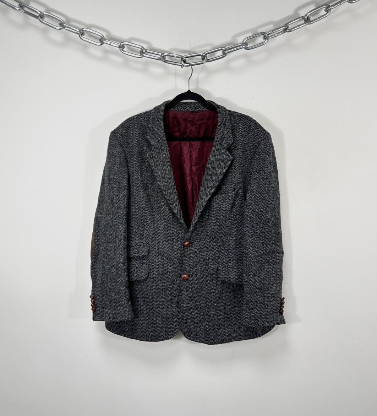 Harris Tweed Harris Tweed Vintage Men’s Herringbone Gray Tweed Jacket Size 46R - 1 Thumbnail