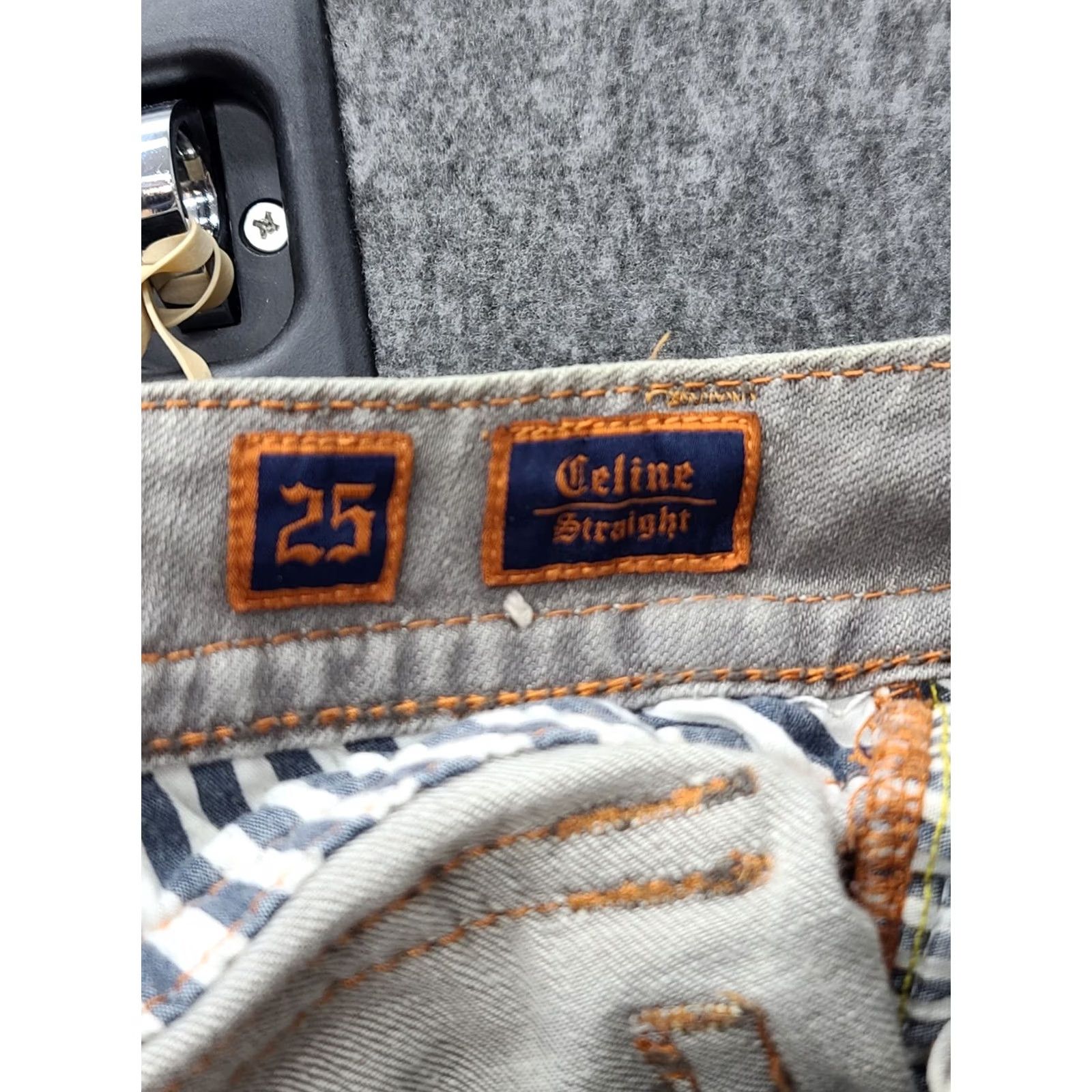 Vintage Rock Revival Jeans Womens 25 x 30 Celine Straight Leather Stitch Fleur De Lis Jeans Gray 5-Pocket Design Regular Cowboy Western Y2K Womens Size 42" / US 20 - 3 Thumbnail
