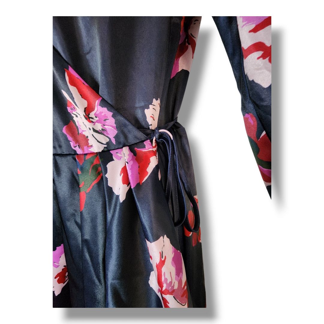 Joie Joie Miltona Navy Blue Floral Midi Wrap Dress Size Small Size S / US 4 / IT 40 - 12 Thumbnail