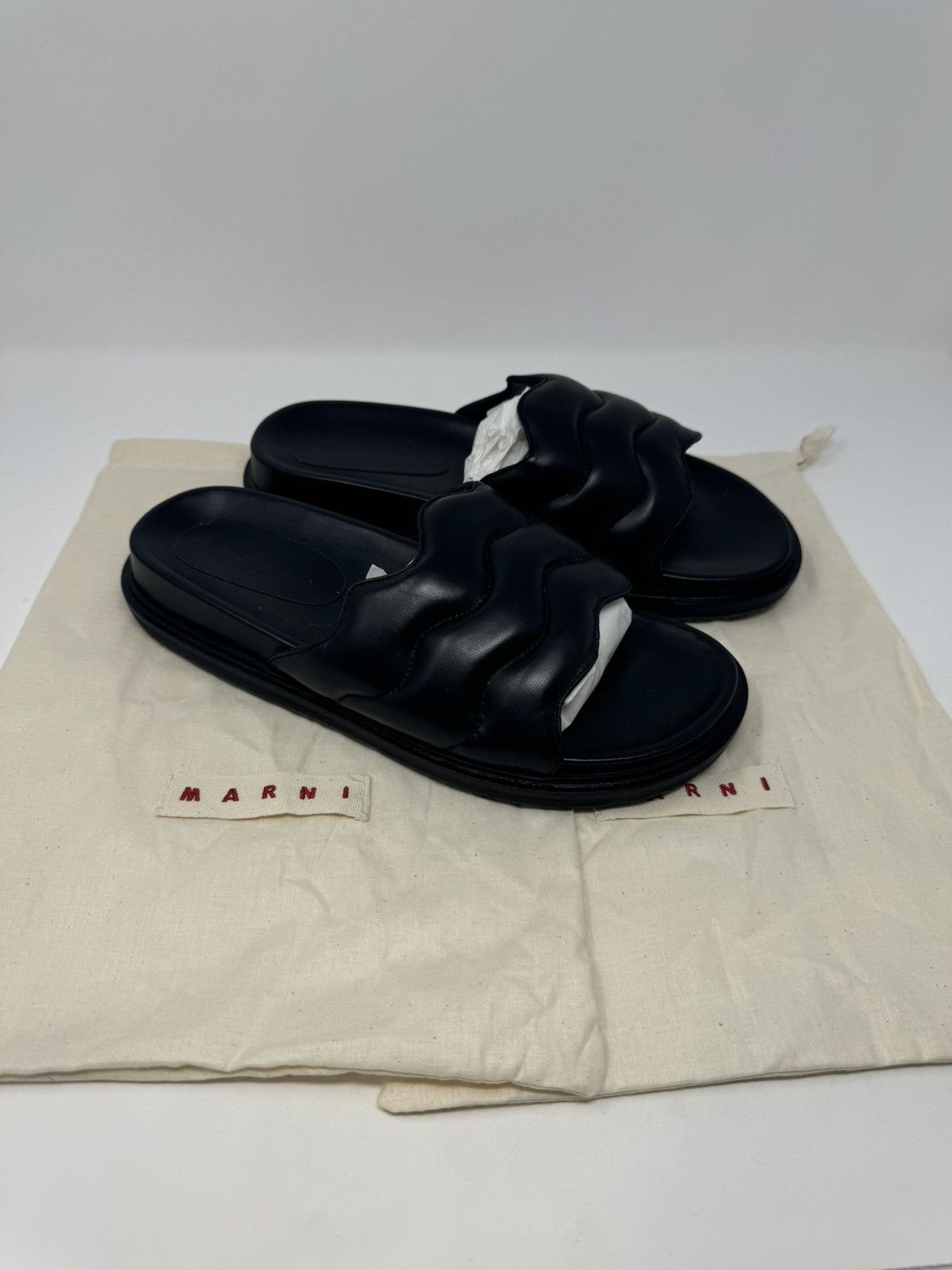 Marni Marni Fussbett Black Leather Padded Sandal Size US 9 / EU 42 - 1 Thumbnail