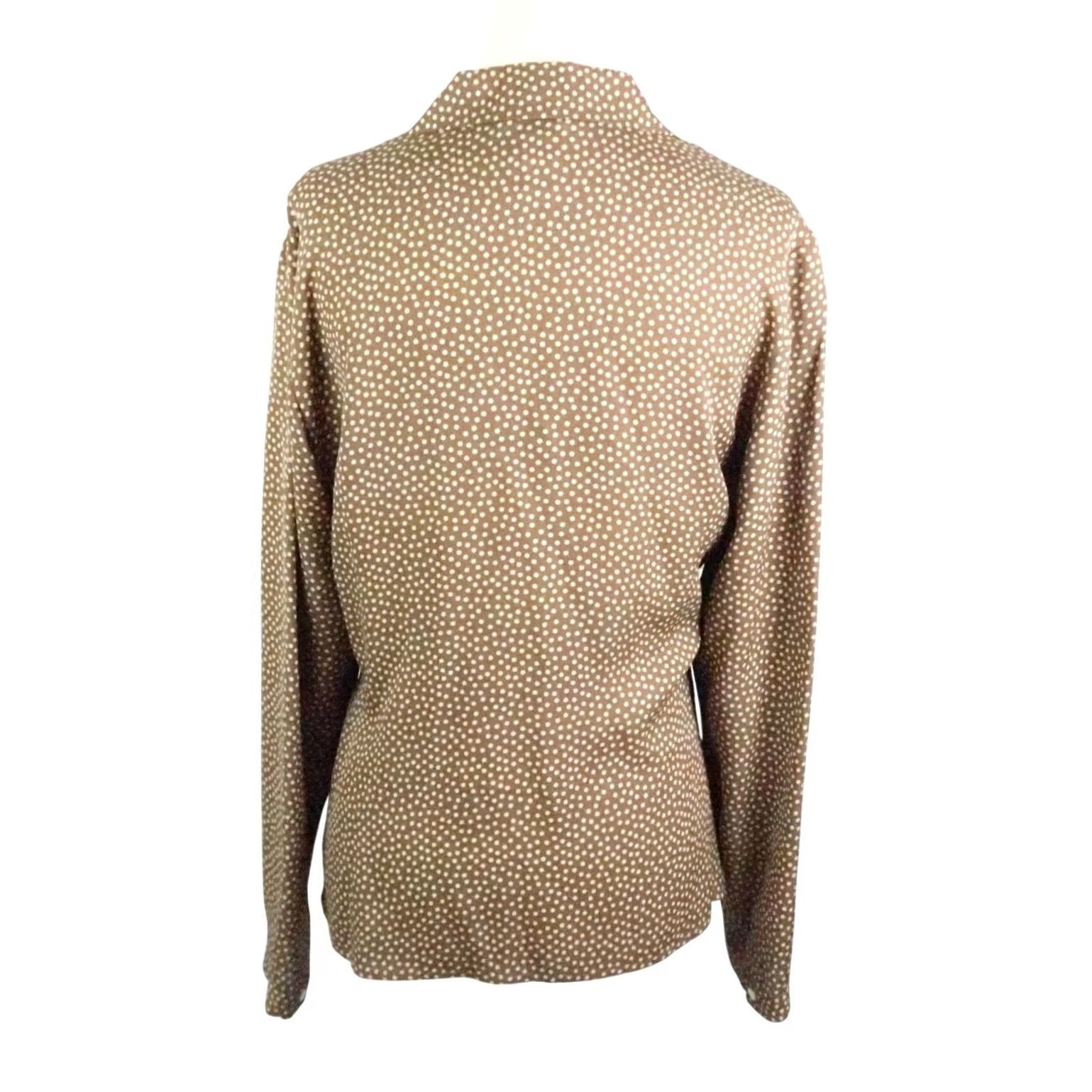 Talbots VINTAGE Talbots Brown and Cream Polka Dot Button Down Blouse Top 4 Silk Long Sleeve Women Size S / US 4 / IT 40 - 4 Thumbnail
