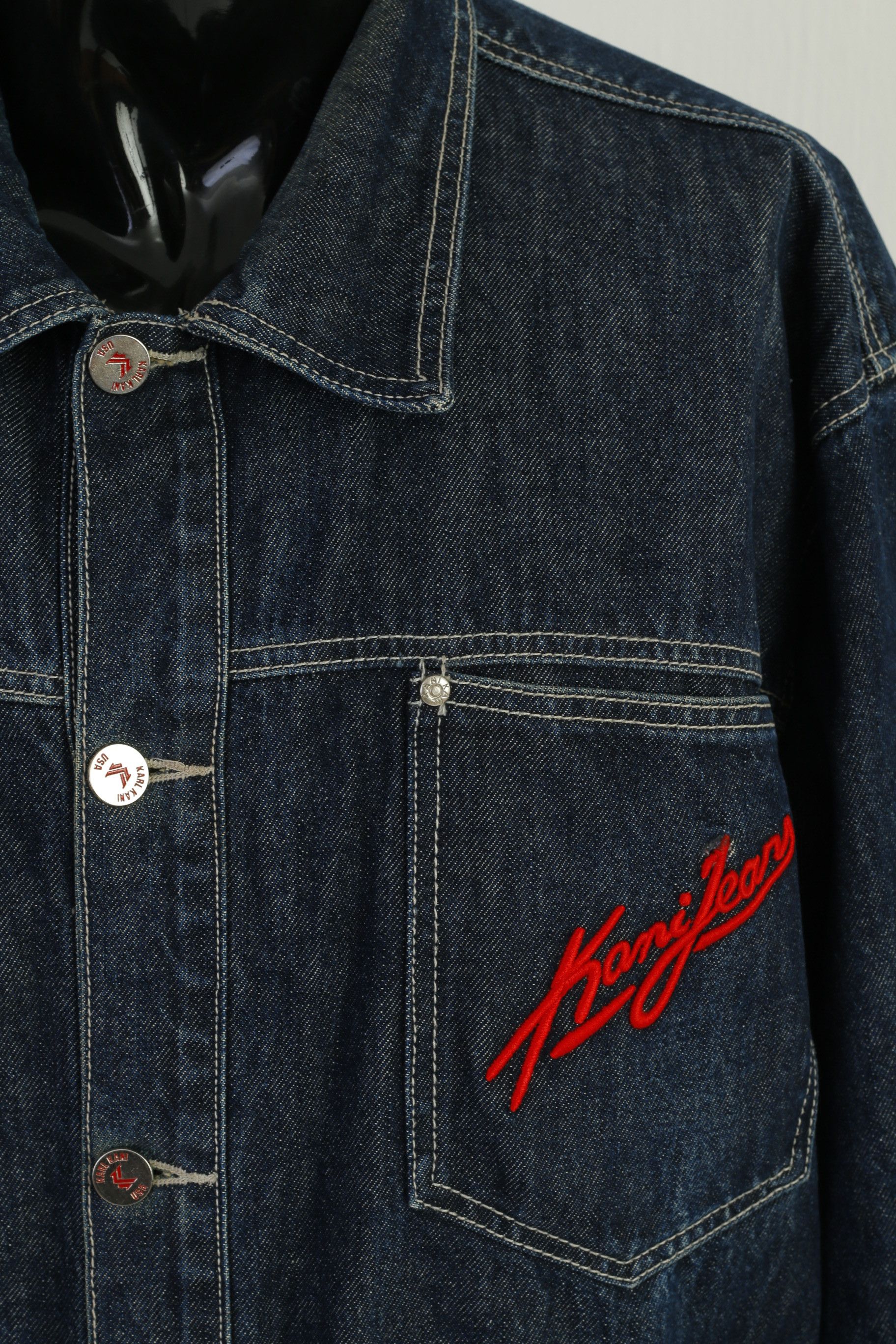 Karl Kani Vintage Karl Kani 3XL Denim Jacket Navy Cotton 0419 Size US XXL / EU 58 / 5 - 3 Thumbnail