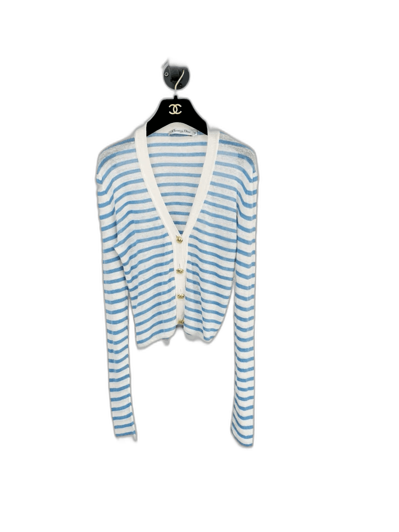 Dior Striped Cardigan with Gold Buttons-2505